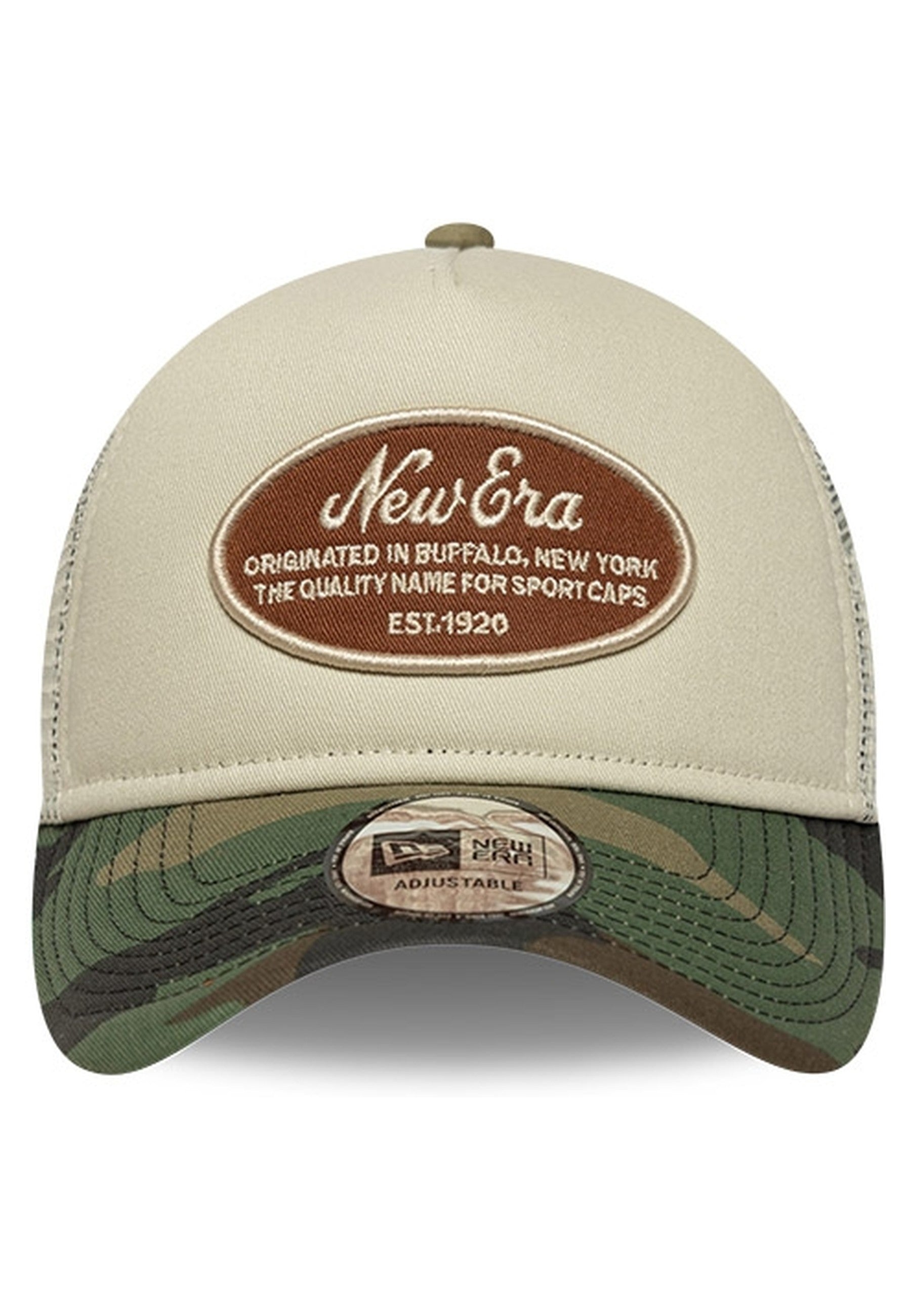 GORRA NEW ERA BEIGE OVAL PATCH CAMO TRUCKER