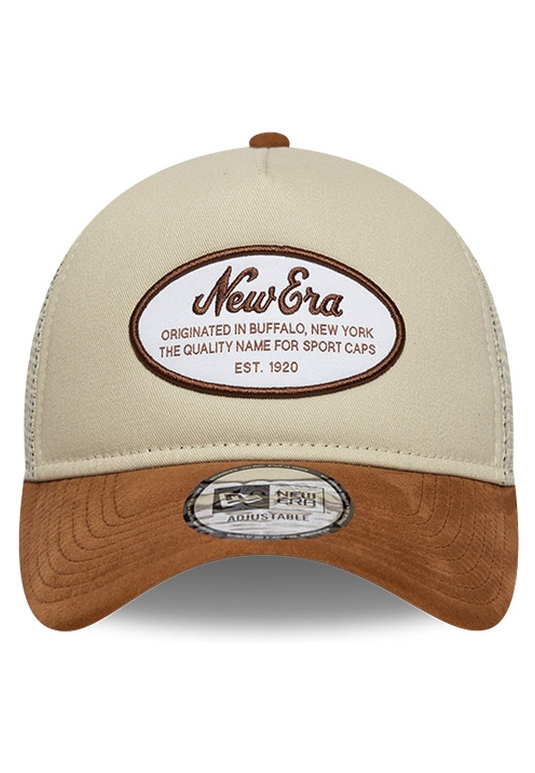GORRA NEW ERA BEIGE OVAL PATCH SUEDE TRUCKER CAP