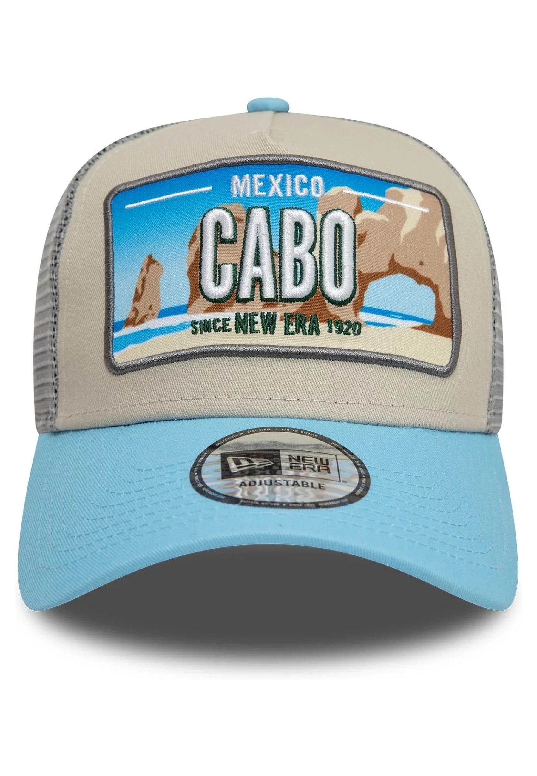 GORRA NEW ERA CELESTE CABO LICENSE PLATE TRUCKER CAP