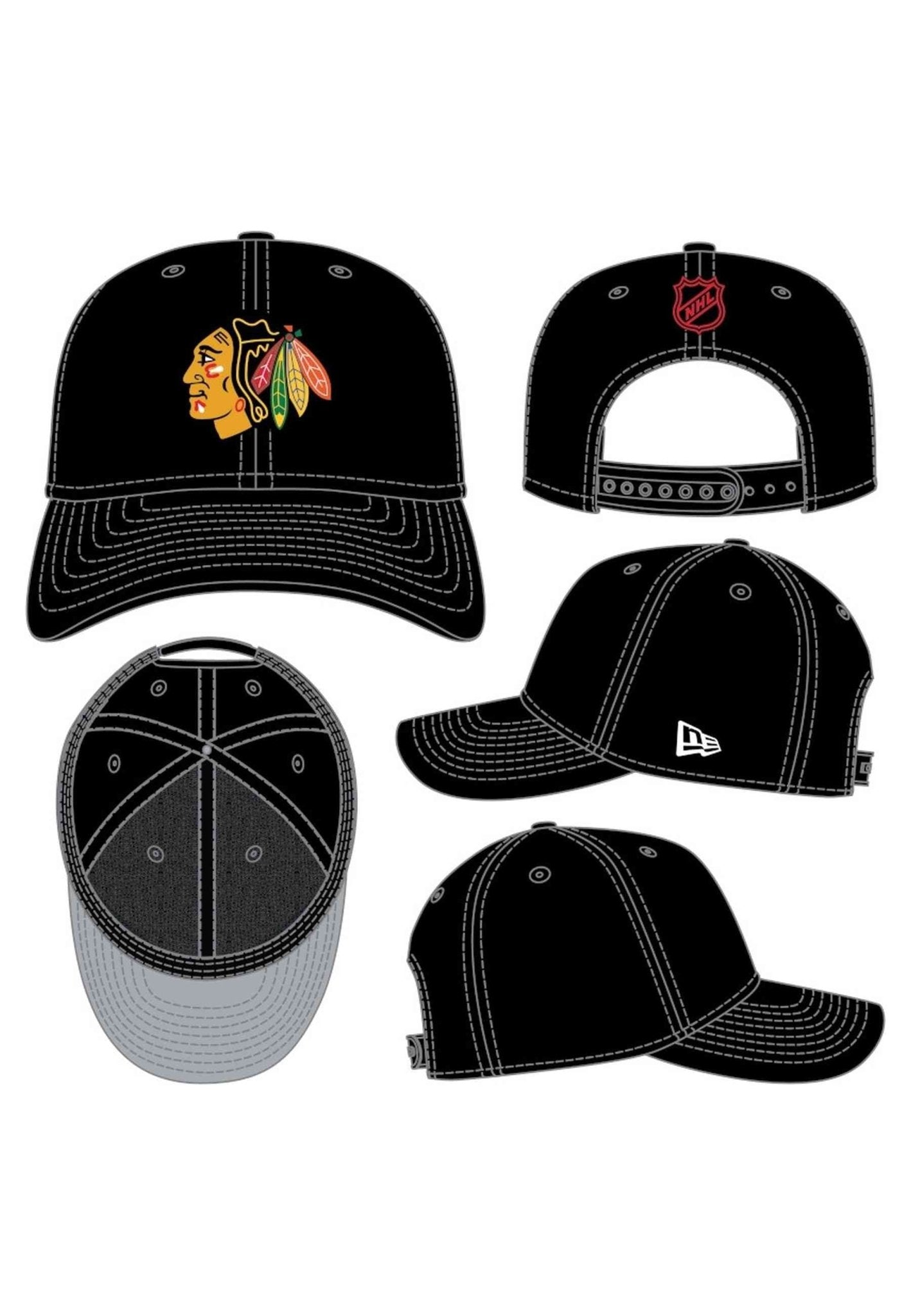GORRA NEW ERA NEGRA CHICAGO BLACKHAWKS NHL TEAM 970SS CHIBLA - AREA ZERO