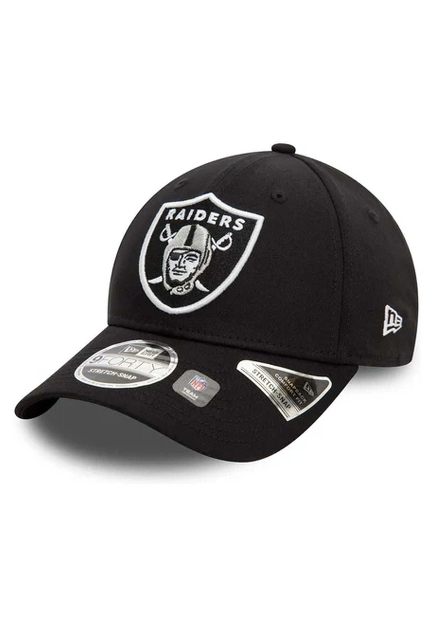 GORRA NEW ERA NEGRA RAIDERS 9FORTY STRETCH SNAP LASRAI - AREA ZERO