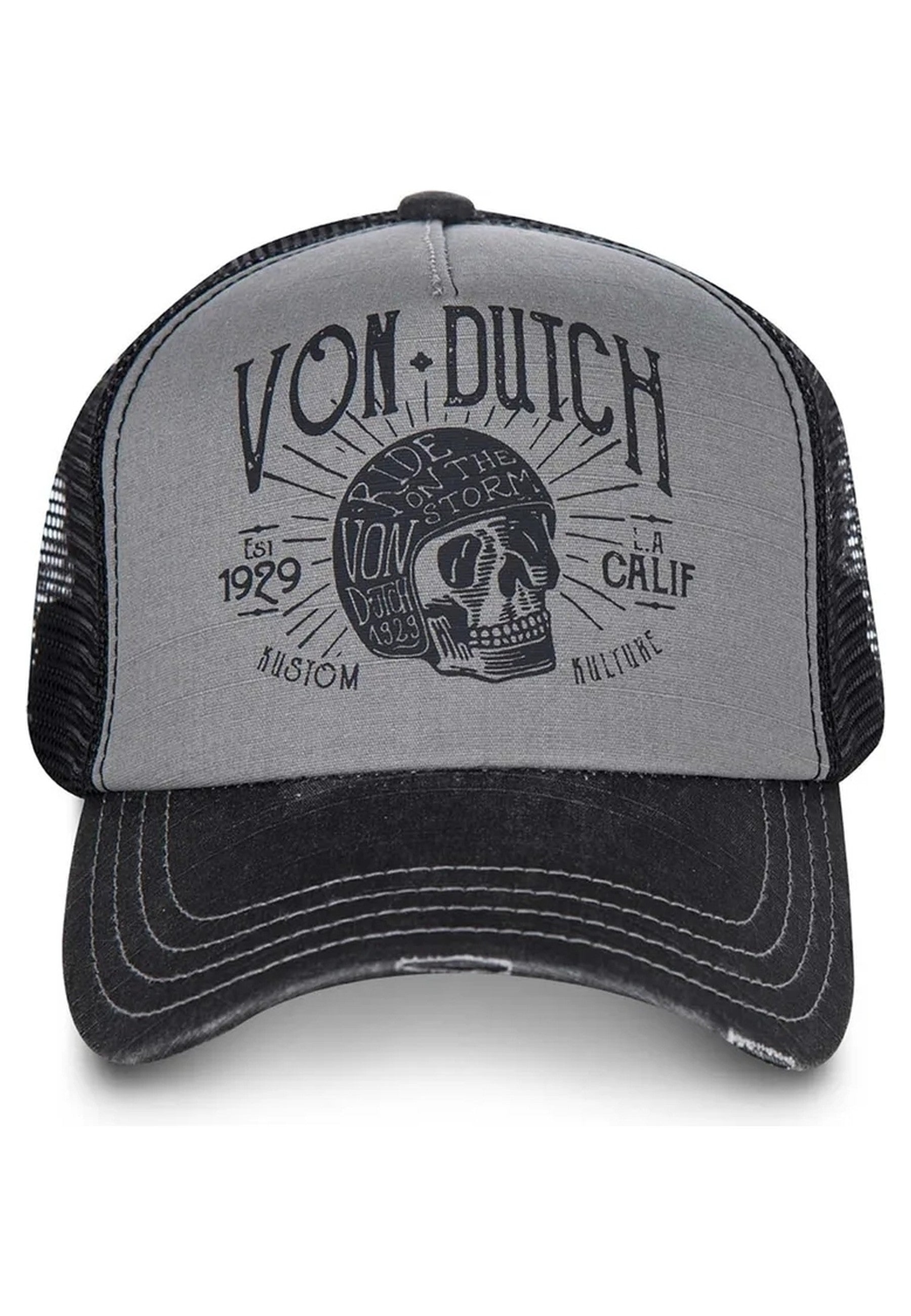 GORRA VON DUTCH GRIS TRUCKER SKULL LOGO
