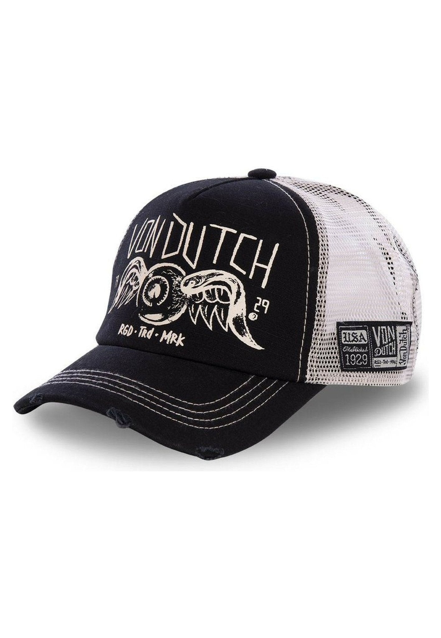 GORRA VON DUTCH NEGRA TRUCKER LOGO BORDADO FRENTE VISERA CURVA - AREA ZERO
