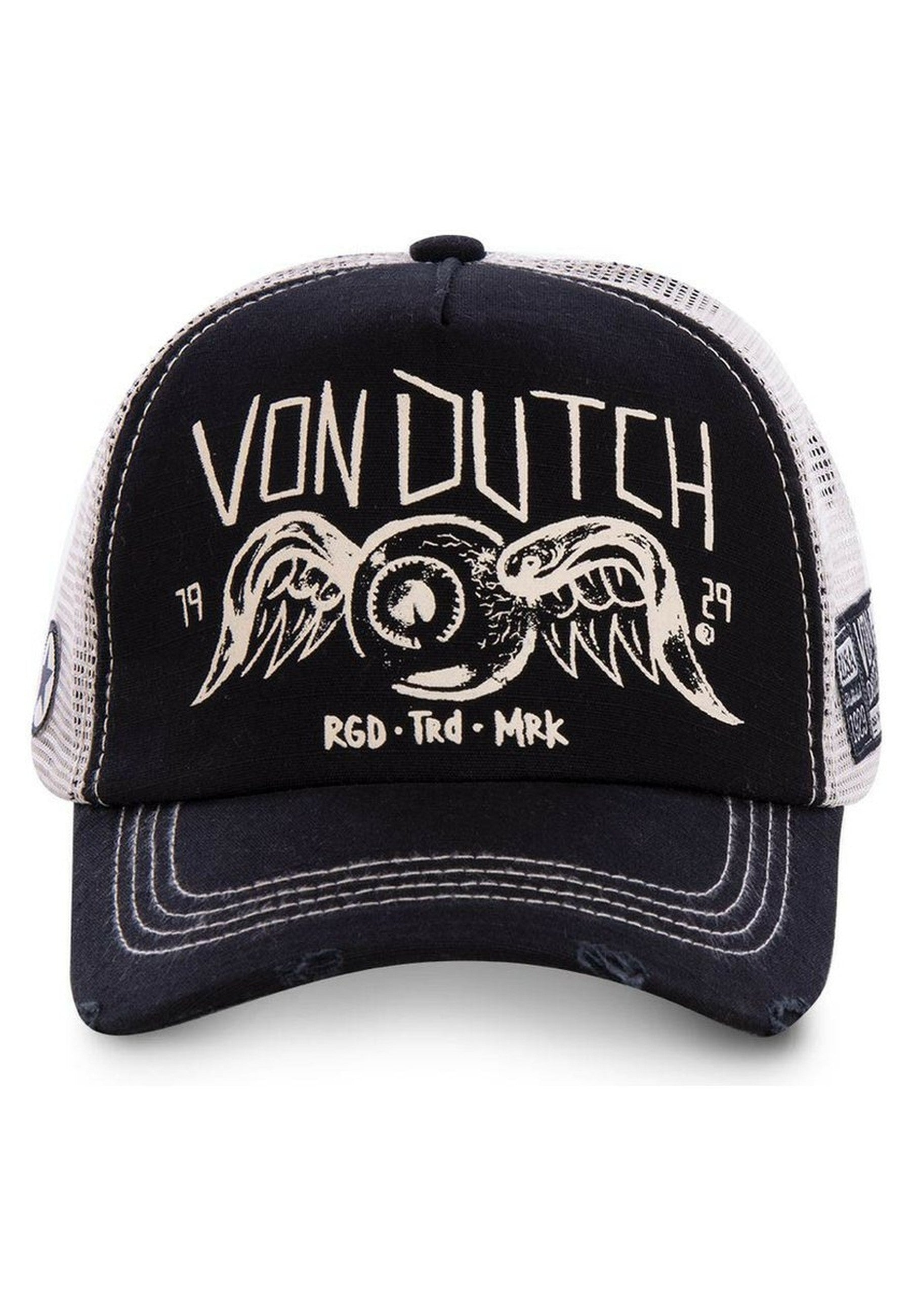 GORRA VON DUTCH NEGRA TRUCKER LOGO BORDADO FRENTE VISERA CURVA