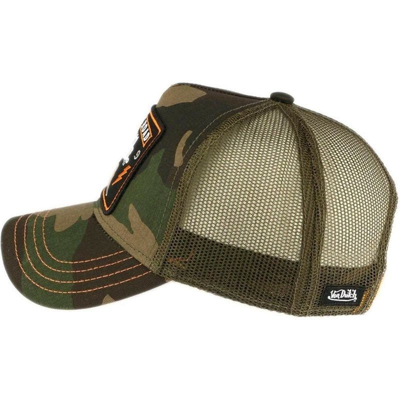 GORRA VON DUTCH VERDE CAMUFLAJE OJO ALADO BORDADO FRENTE VISERA CURVA - AREA ZERO