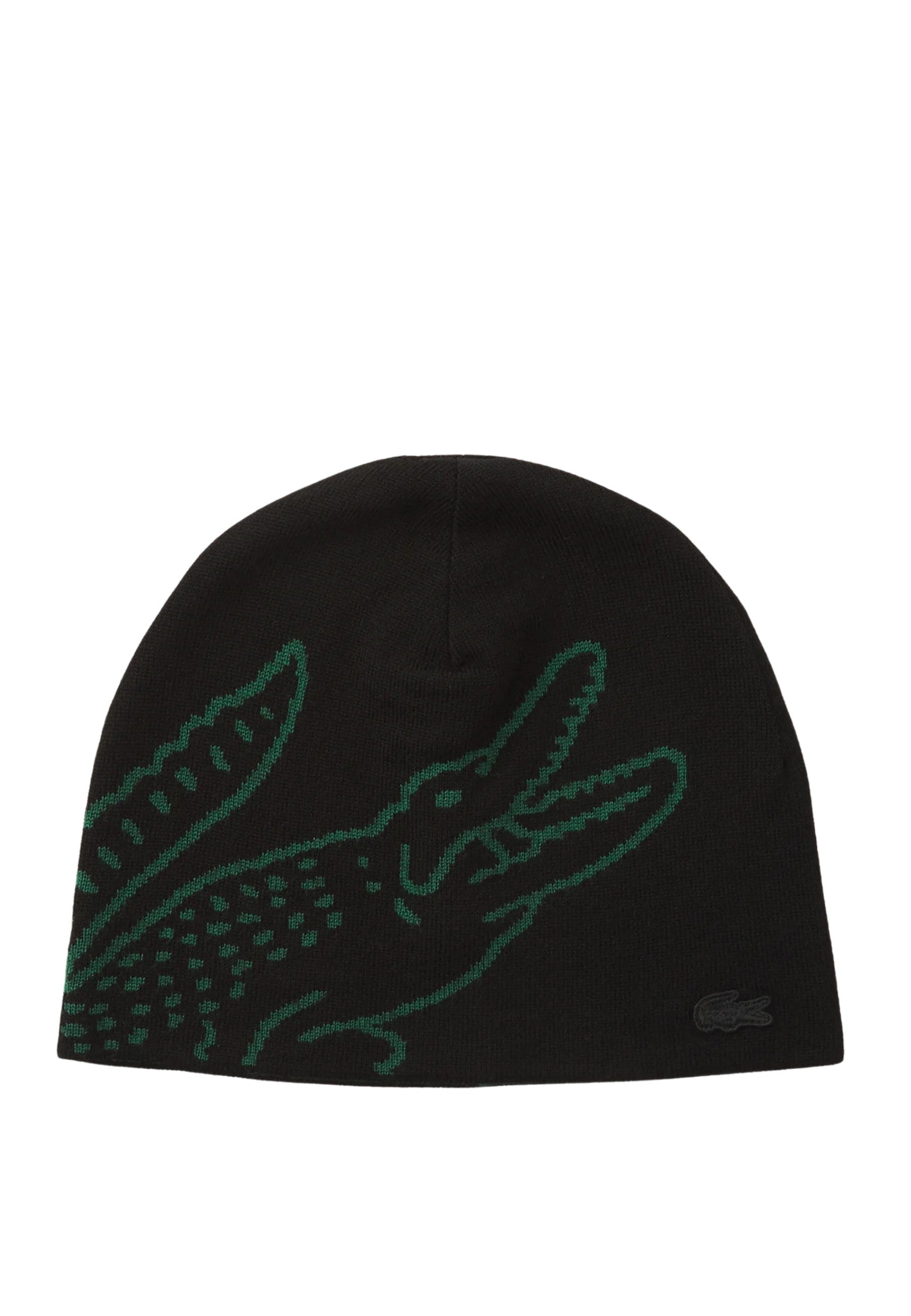 GORRO LACOSTE NEGRO BIG JACQUARD CROCODILE