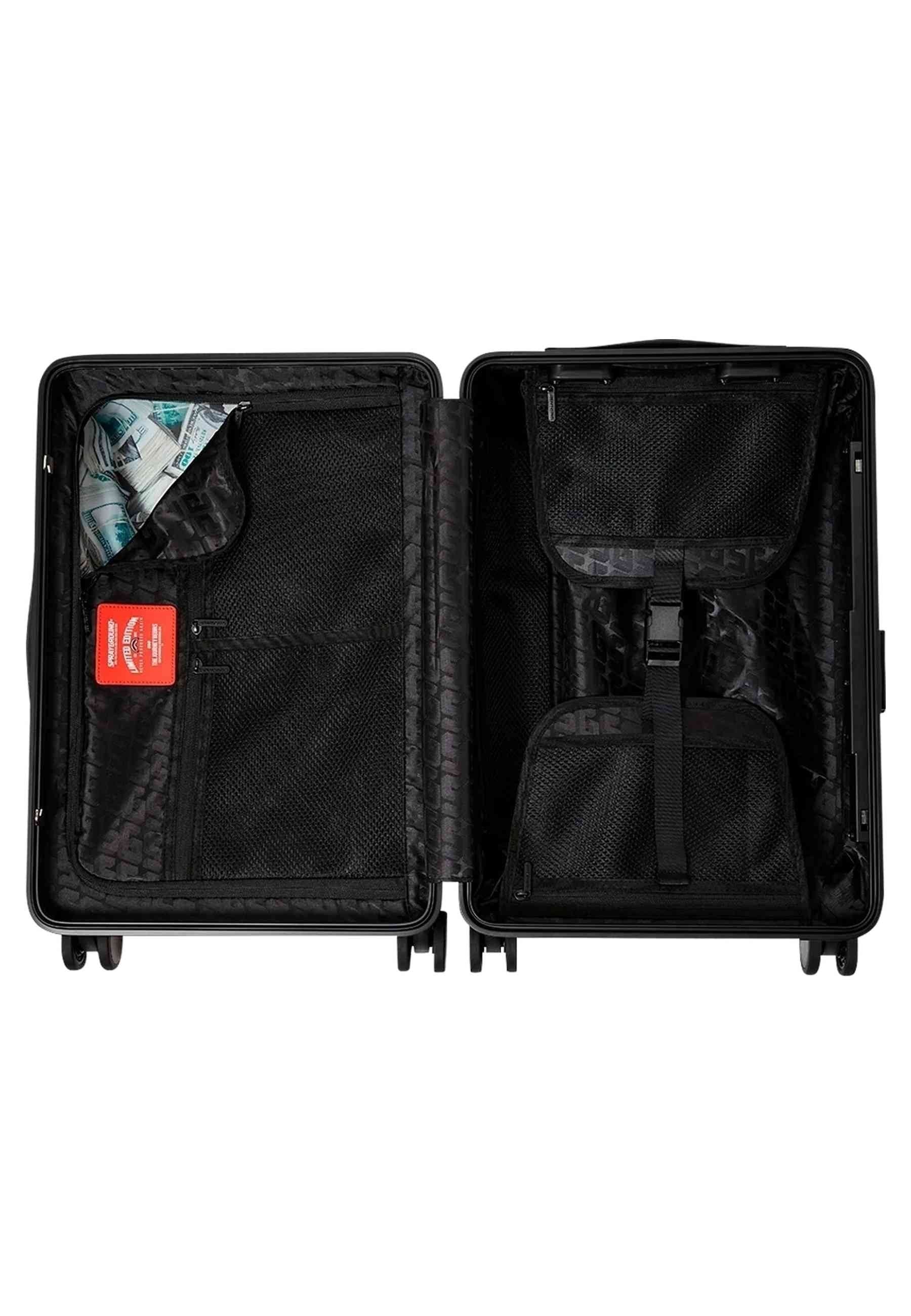 MALETA SPRAYGROUND NEGRA SHARKS IN PARIS WTF BUBBLY BLACK CHECK CARRY-ON LUGGAGE