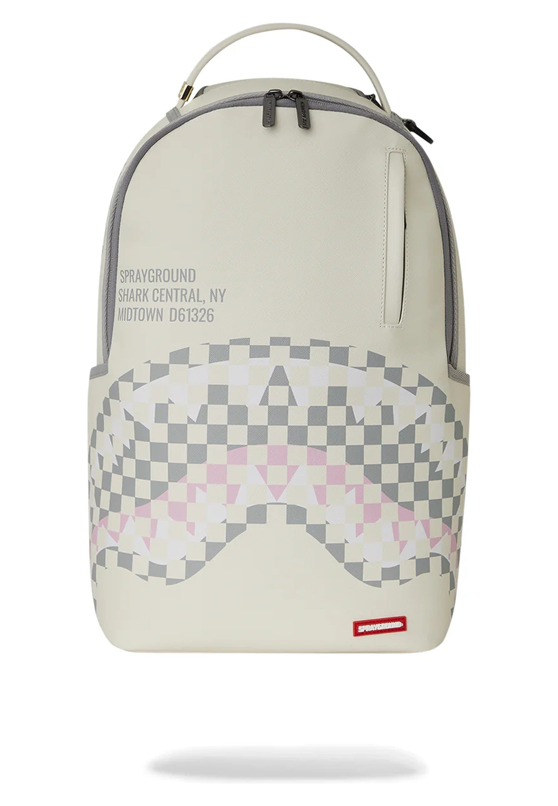 MOCHILA SPRAYGROUND BLANCA CREAM CHECK SHARK CENTRAL BACKPACK