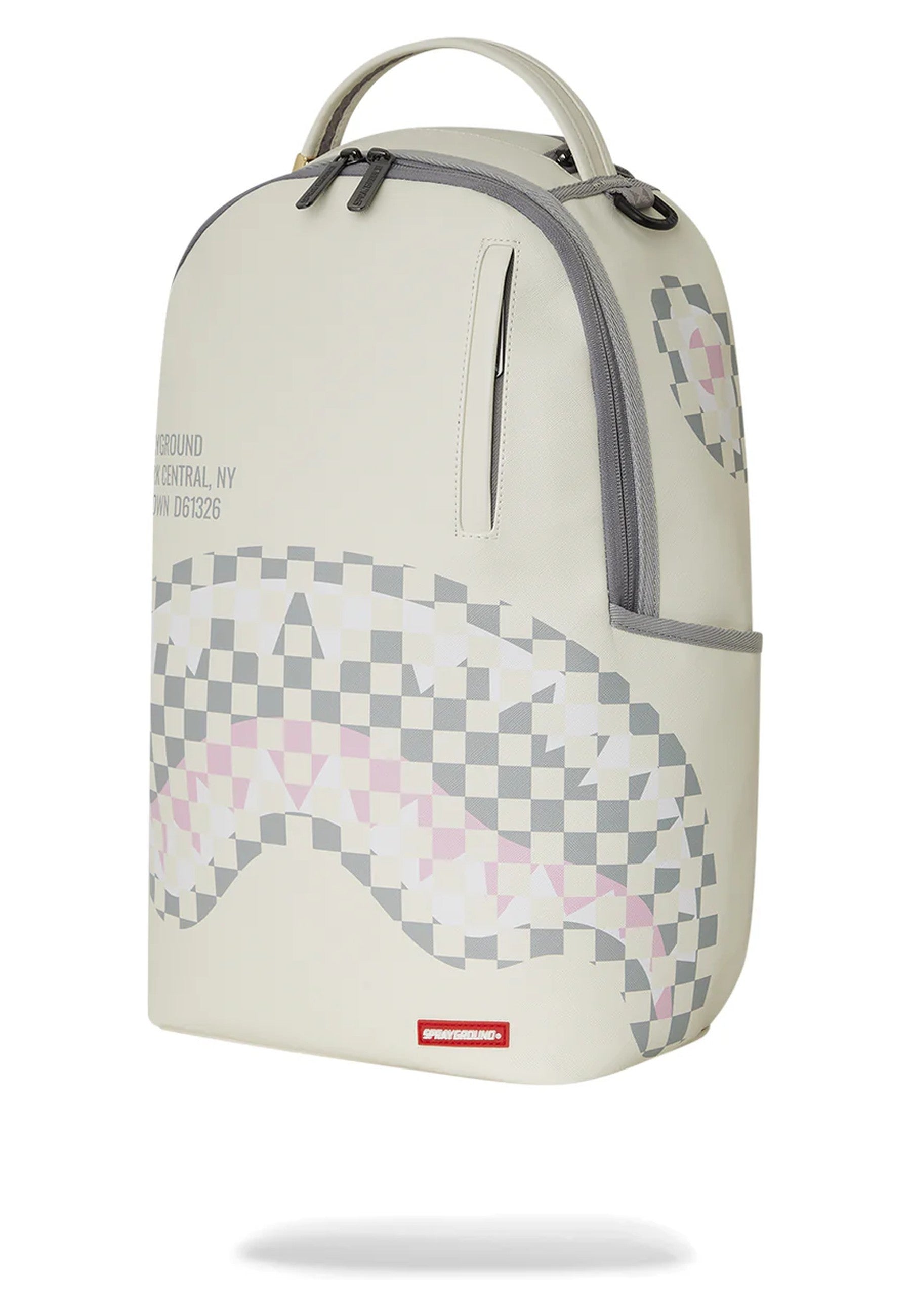 MOCHILA SPRAYGROUND BLANCA CREAM CHECK SHARK CENTRAL BACKPACK
