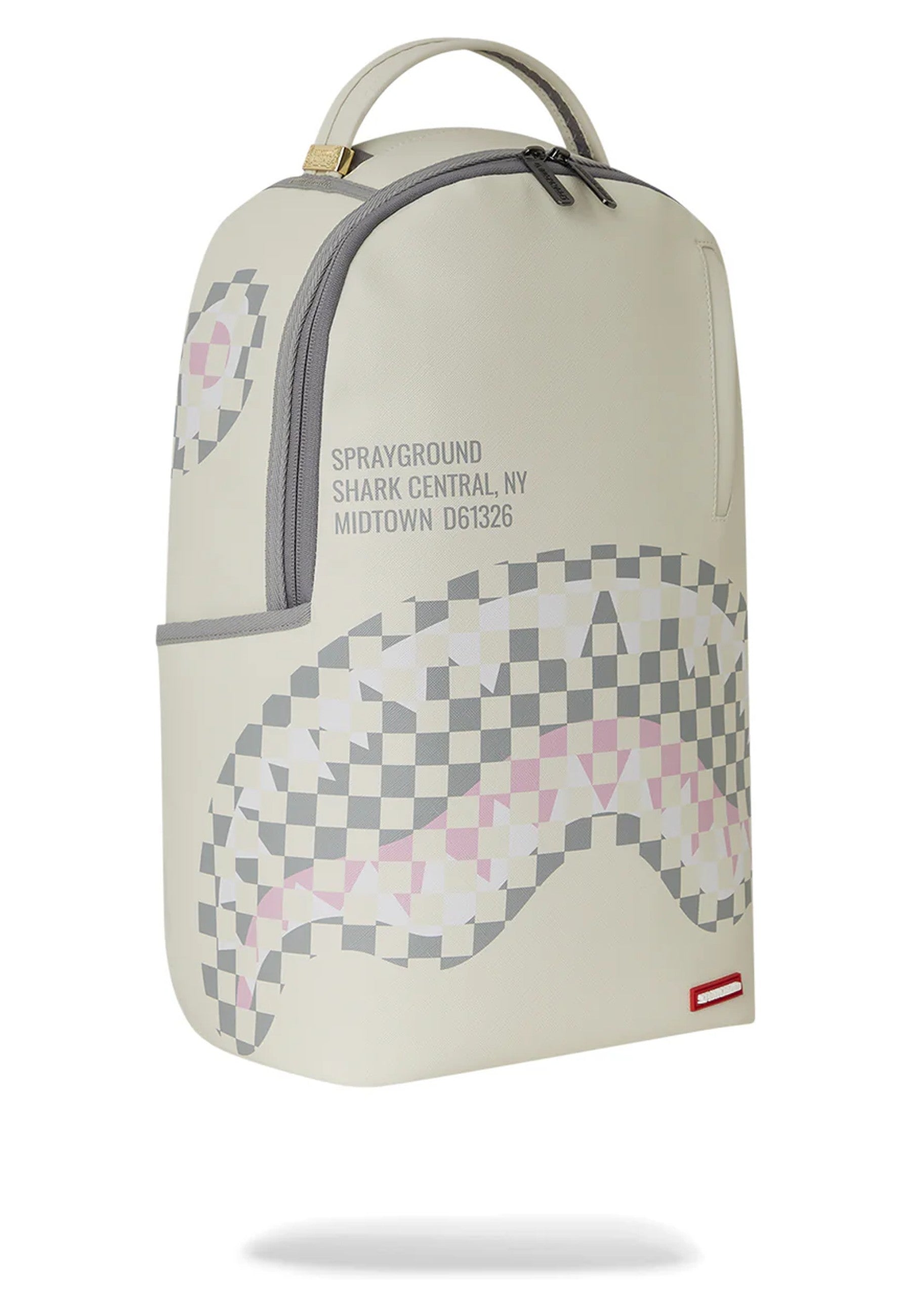 MOCHILA SPRAYGROUND BLANCA CREAM CHECK SHARK CENTRAL BACKPACK