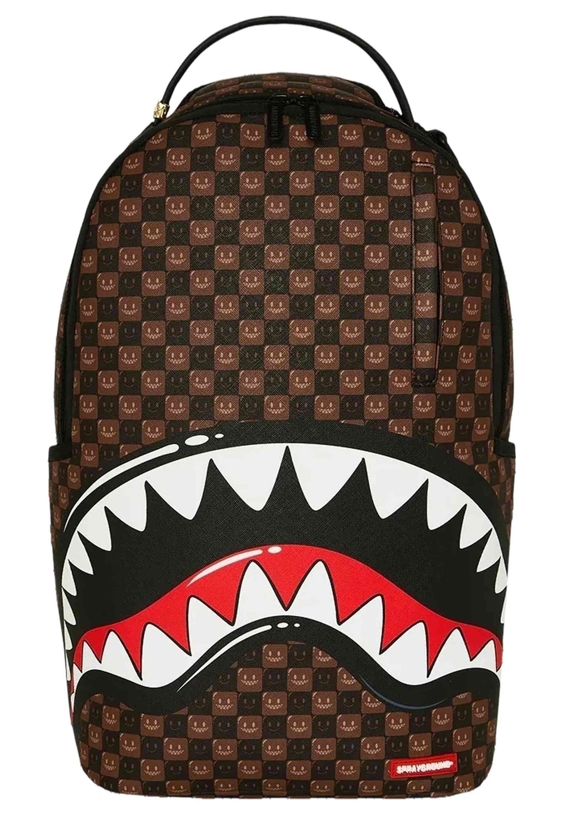 MOCHILA SPRAYGROUND MARORN SHARKS IN PARIS WTF BUBBLE BROWN CHECK BACKPACK