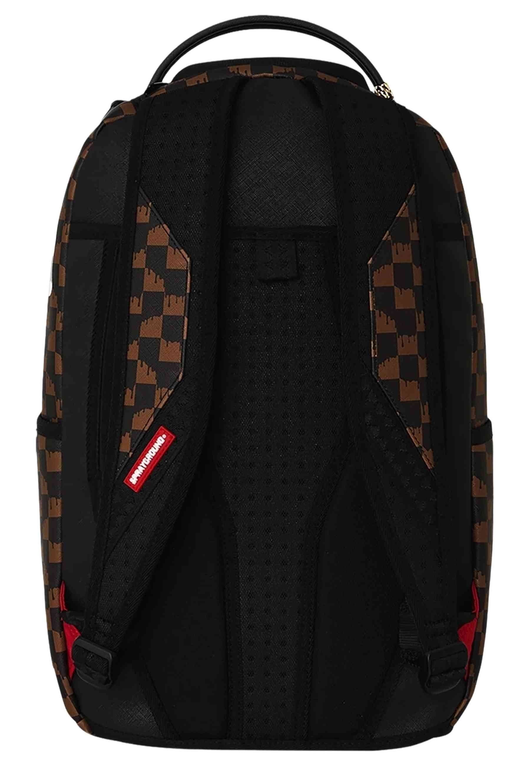 MOCHILA SPRAYGROUND MARRON BROWN AND CREAM DRIP CHECK SHARK BACKPACK