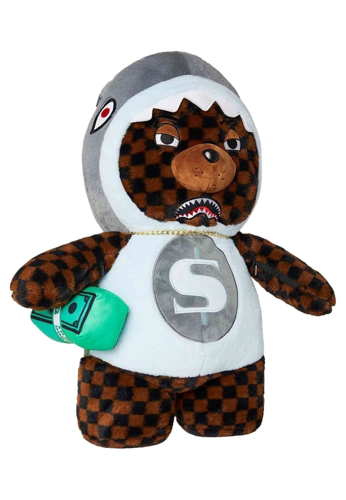 MOCHILA SPRAYGROUND MARRON MONEY BEAR IN SHARK COSTUME BEAR BACKPACK - AREA ZERO