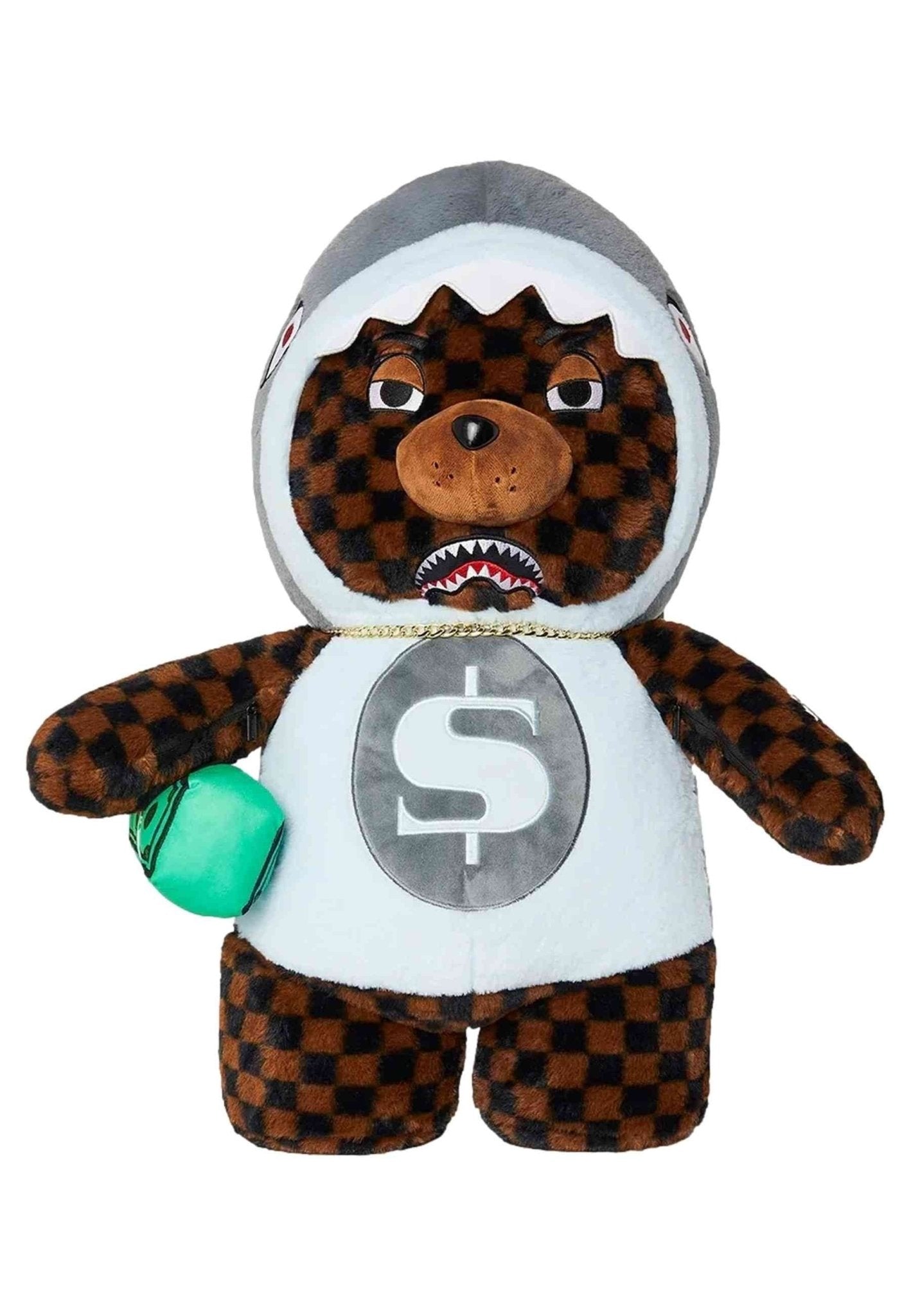MOCHILA SPRAYGROUND MARRON MONEY BEAR IN SHARK COSTUME BEAR BACKPACK - AREA ZERO