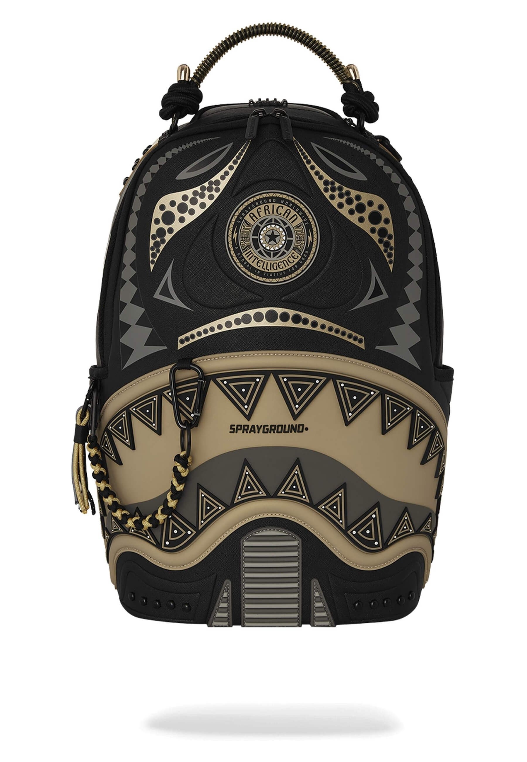 MOCHILA SPRAYGROUND NEGRA AI WONDERLAND GOLD AND BLACK BACKPACK