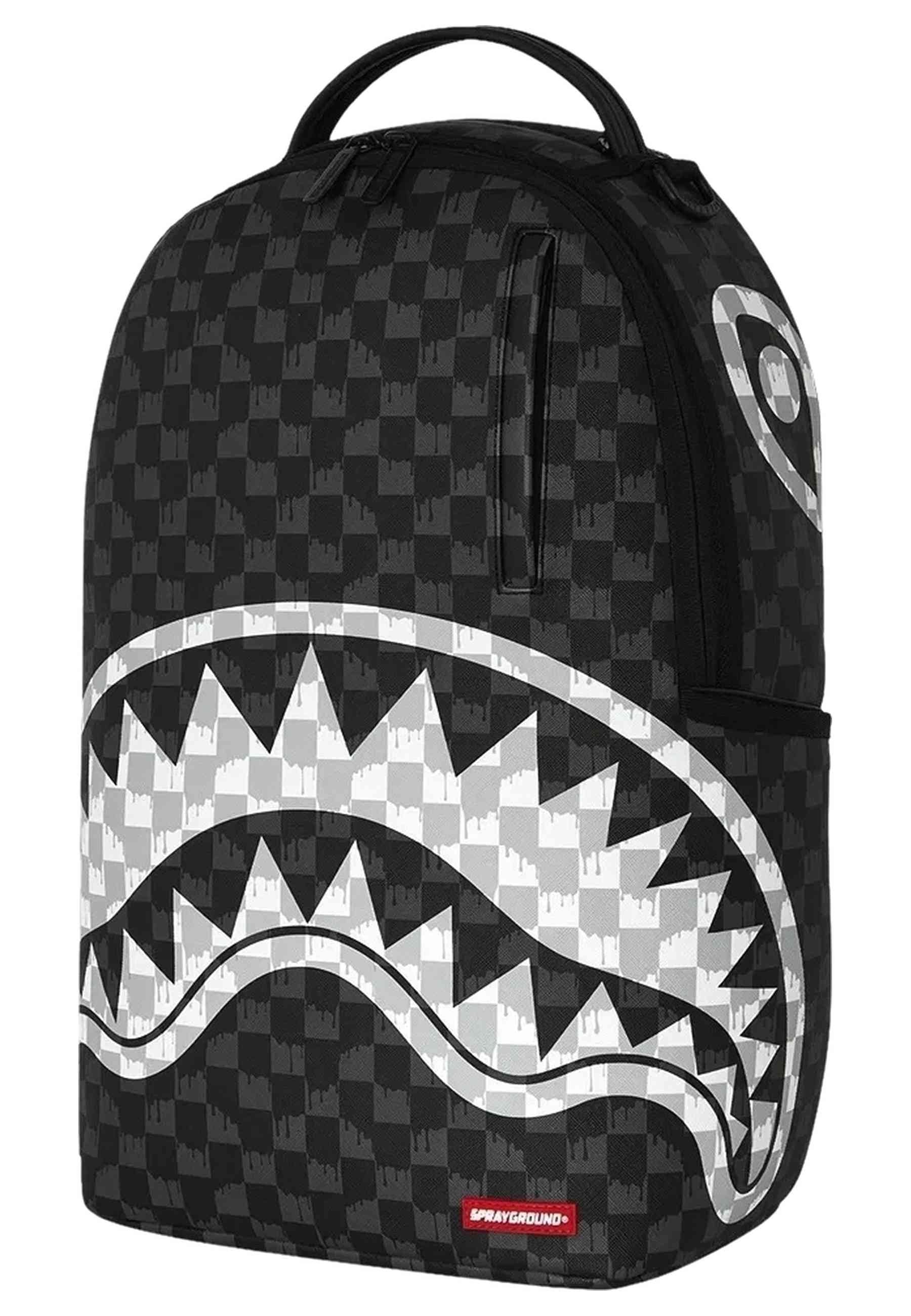 MOCHILA SPRAYGROUND NEGRA BLACK & WHITE DRIP CHECK CHARK BACKPACK
