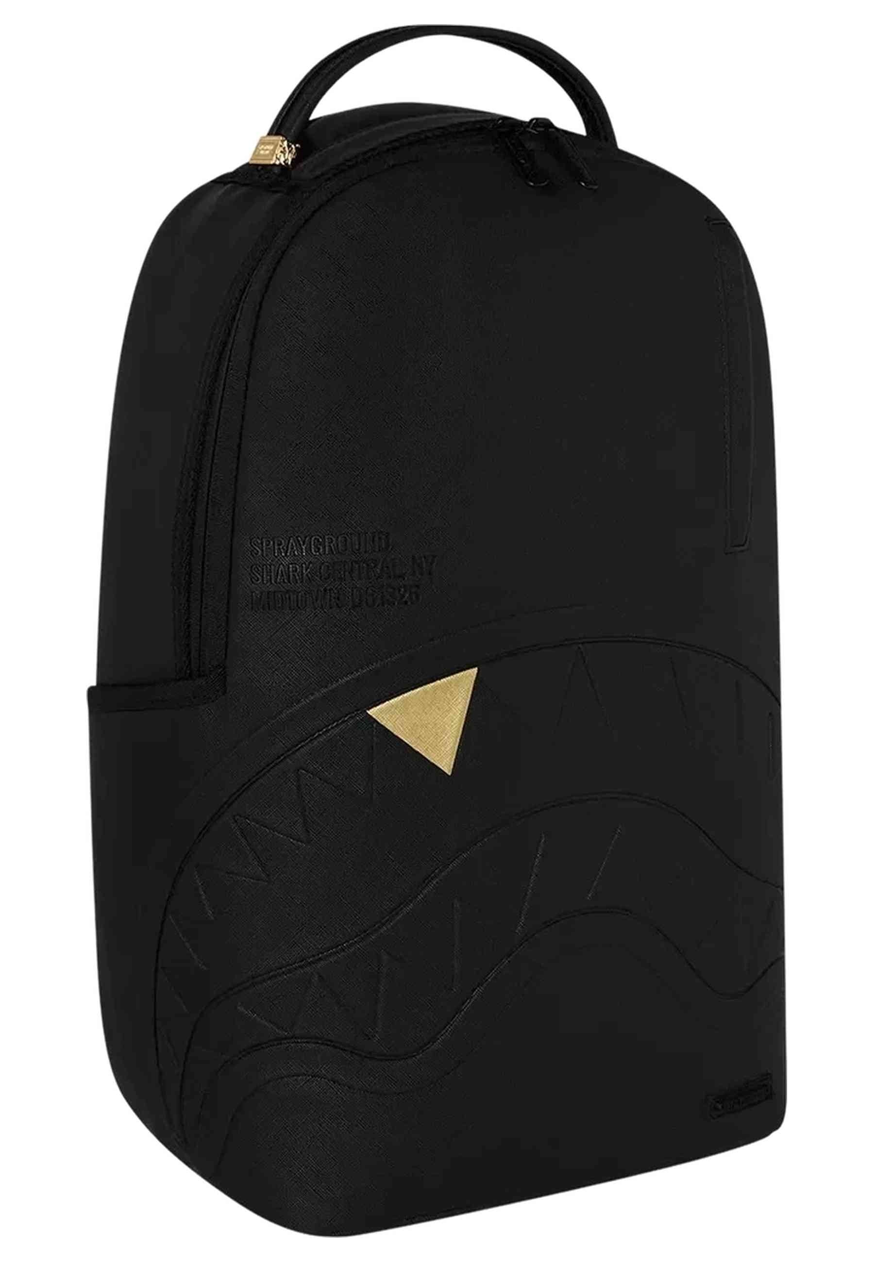 MOCHILA SPRAYGROUND NEGRA BLACKED OUT EMBOSSED GOLD TOOTH BACKPACK
