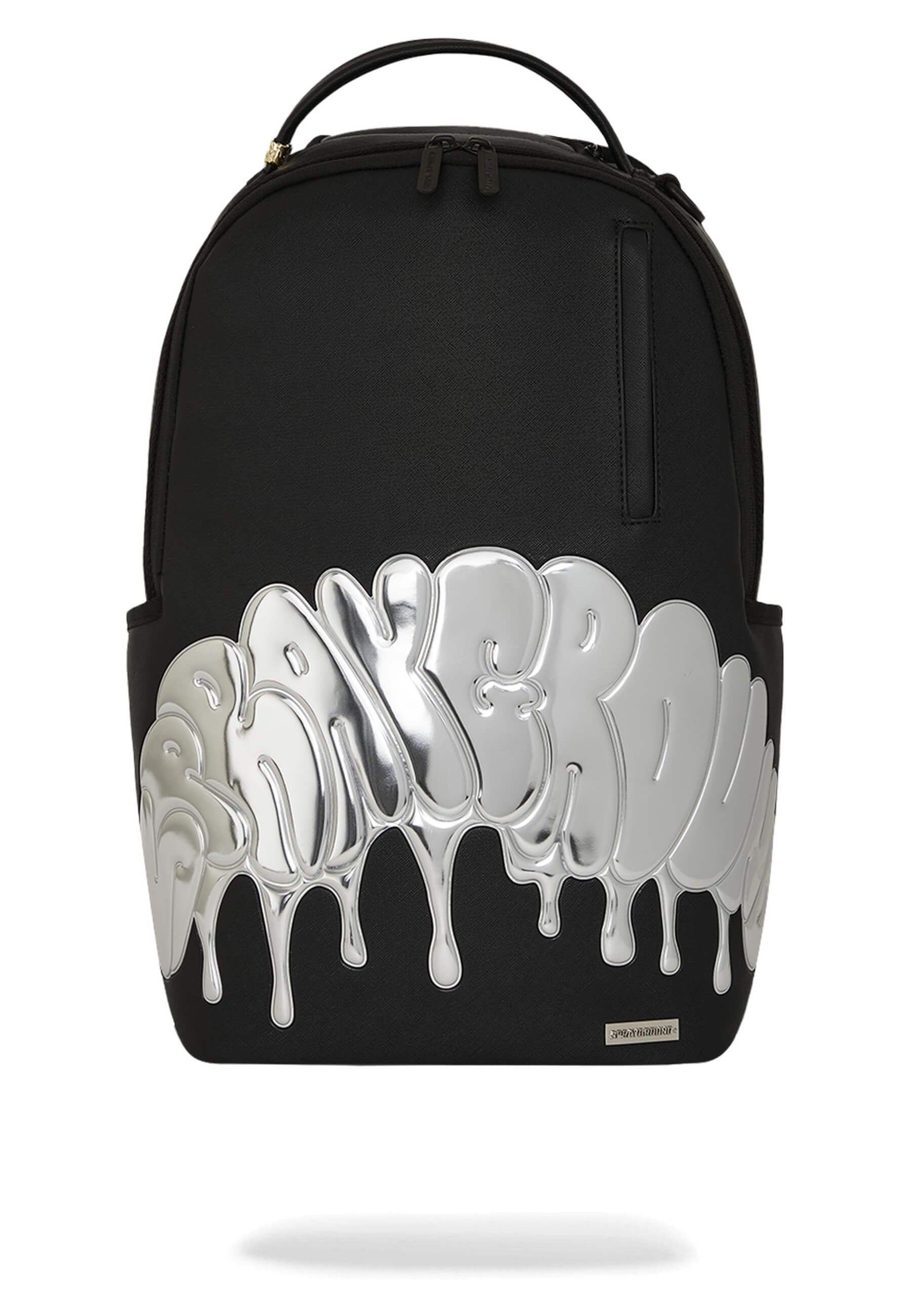 MOCHILA SPRAYGROUND NEGRA METALLIC DRIP SHARK BUBBLE LETTERS DLX BCKPACK