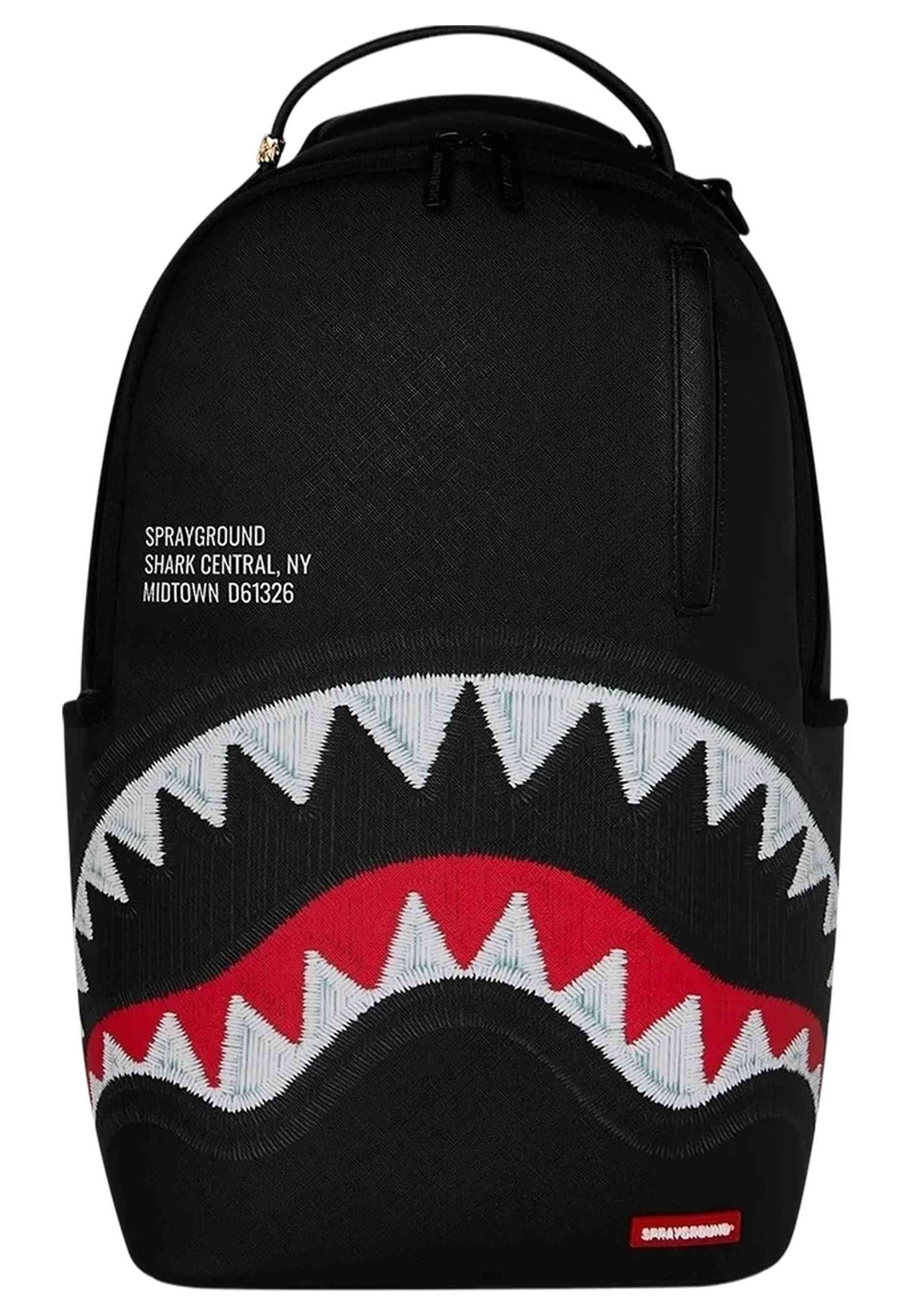 MOCHILA SPRAYGROUND NEGRA SHARK CENTRAL BLACK EMBROIDERED SHARK BACKPACK