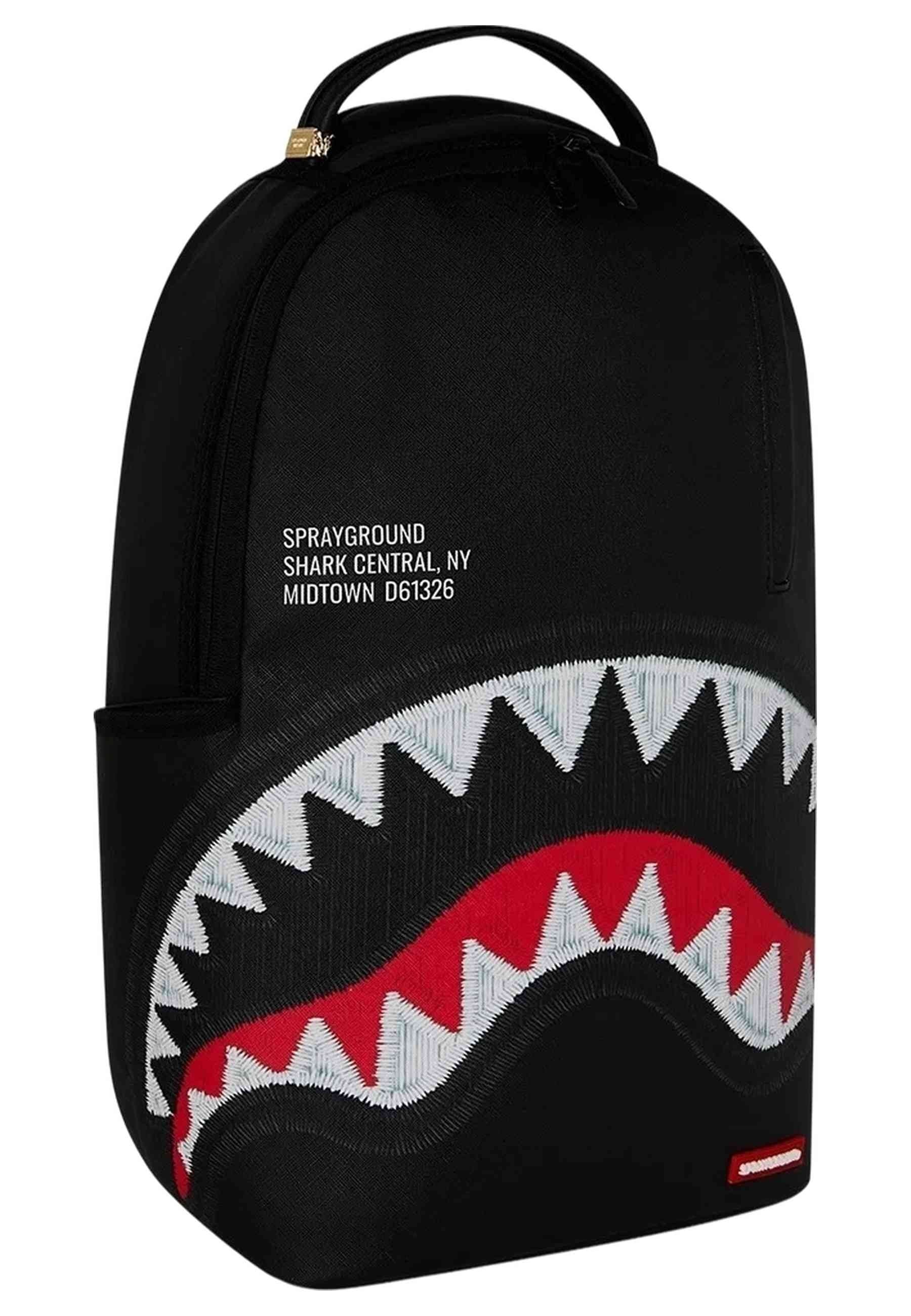 MOCHILA SPRAYGROUND NEGRA SHARK CENTRAL BLACK EMBROIDERED SHARK BACKPACK