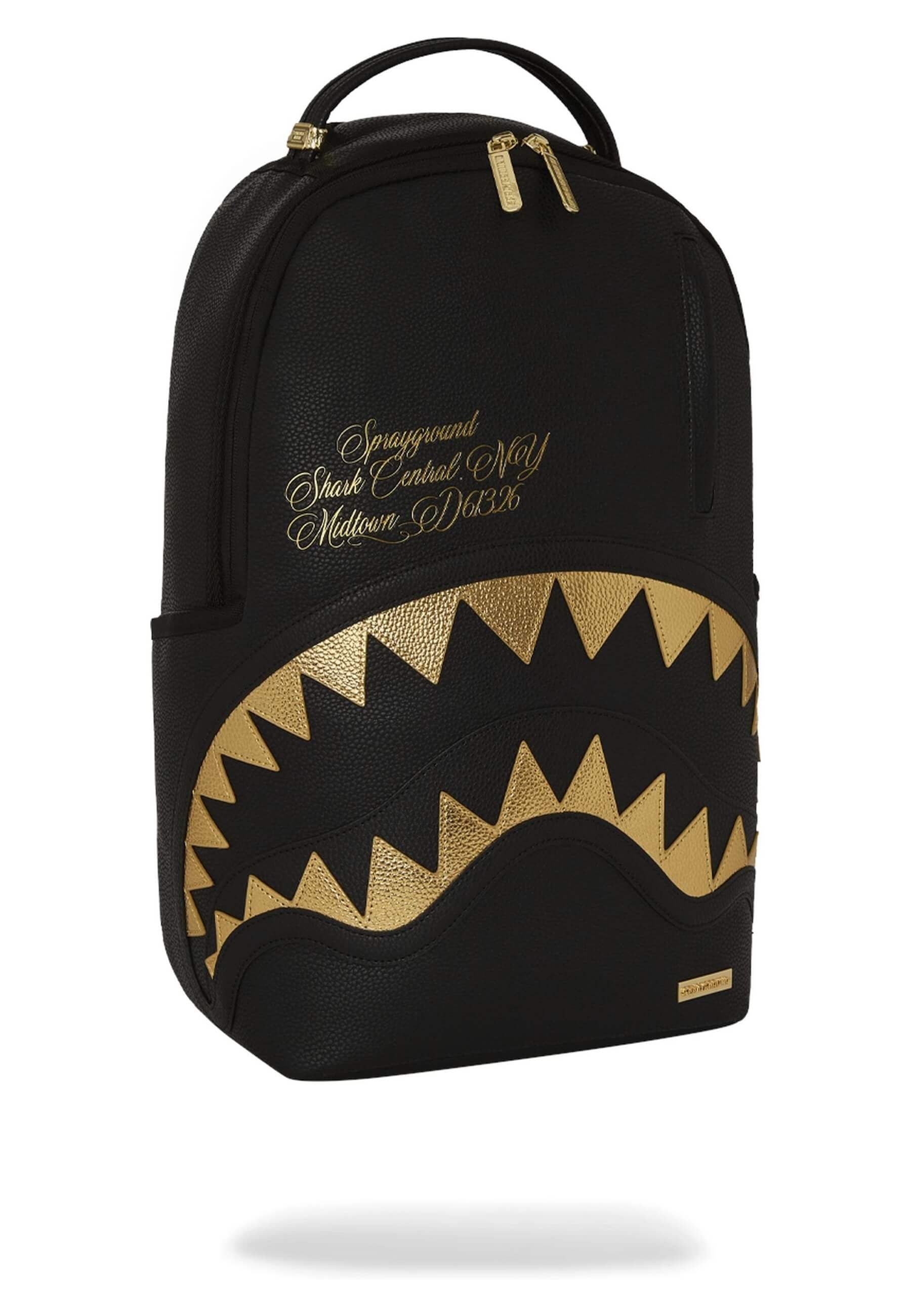 MOCHILA SPRAYGROUND NEGRA SHARK CENTRAL GOLD DLXSV PACKPACK