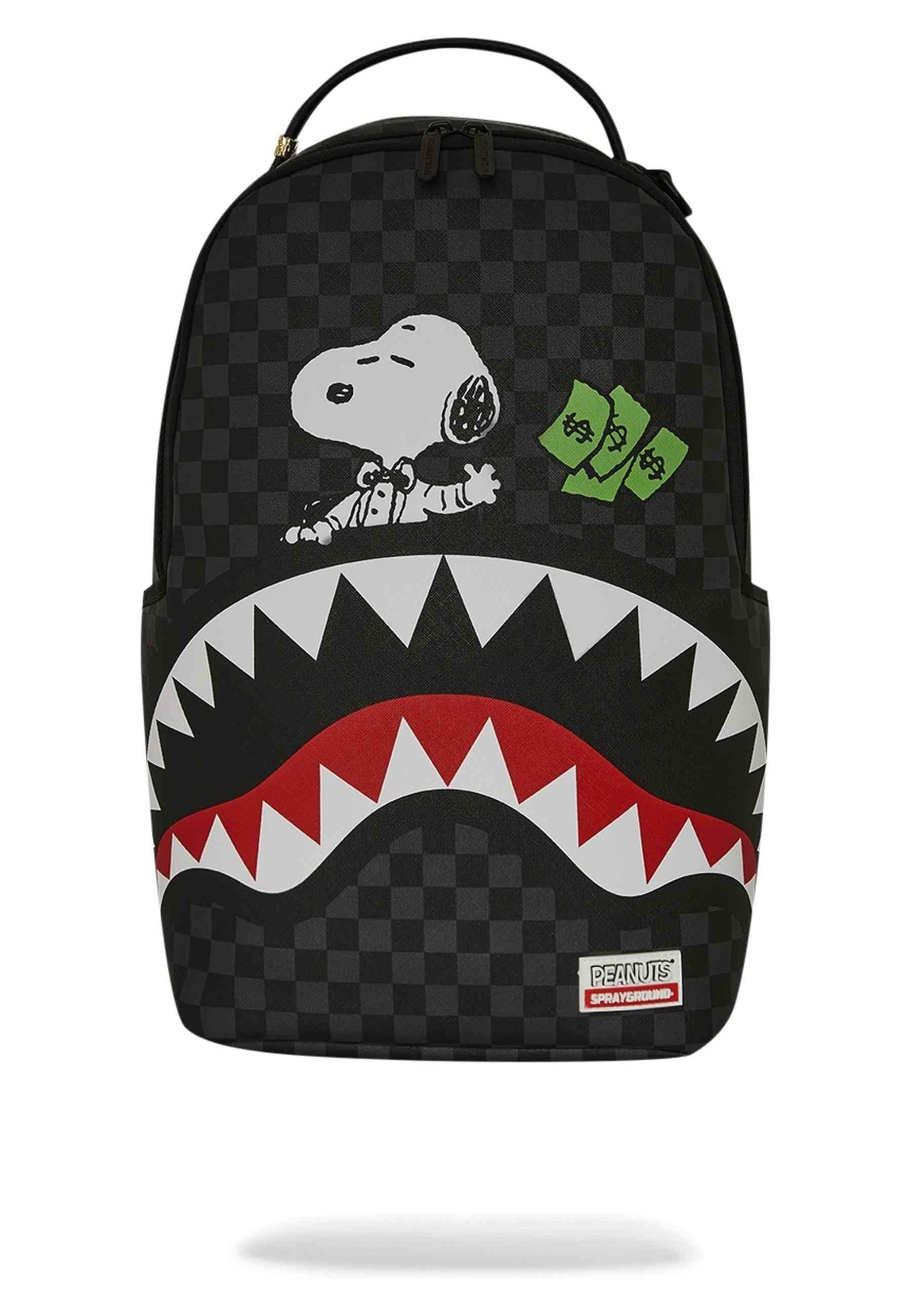 MOCHILA SPRAYGROUND NEGRA SNOOPY TOP SHARK MONEY DLXSV