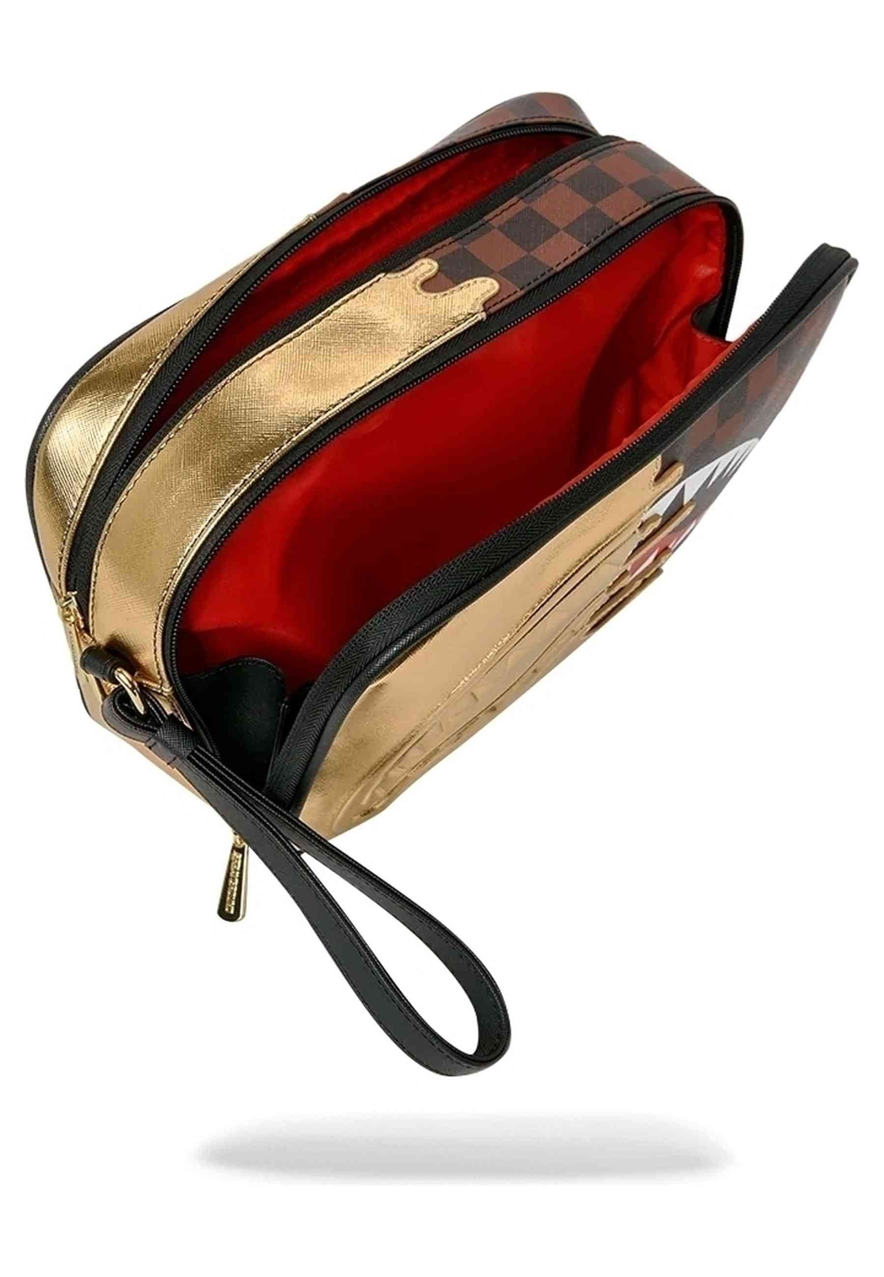 NECESER SPRAYGROUND MARRON SHARKS IN PARIS GOLD DRIP TOILETRY BRICK