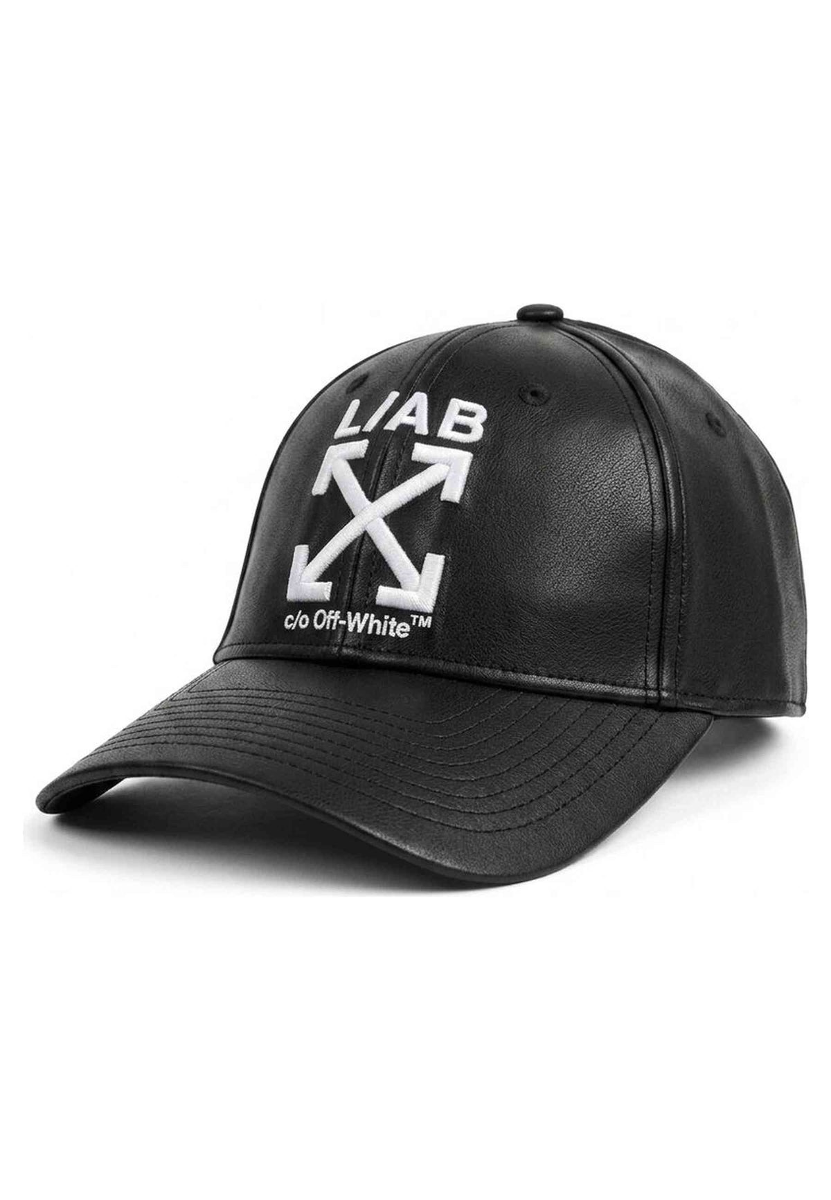 GORRA L/AB c/o Off-White NEGRA CLAMP ARROWS CURVED BRIM PU LEATHER CAP