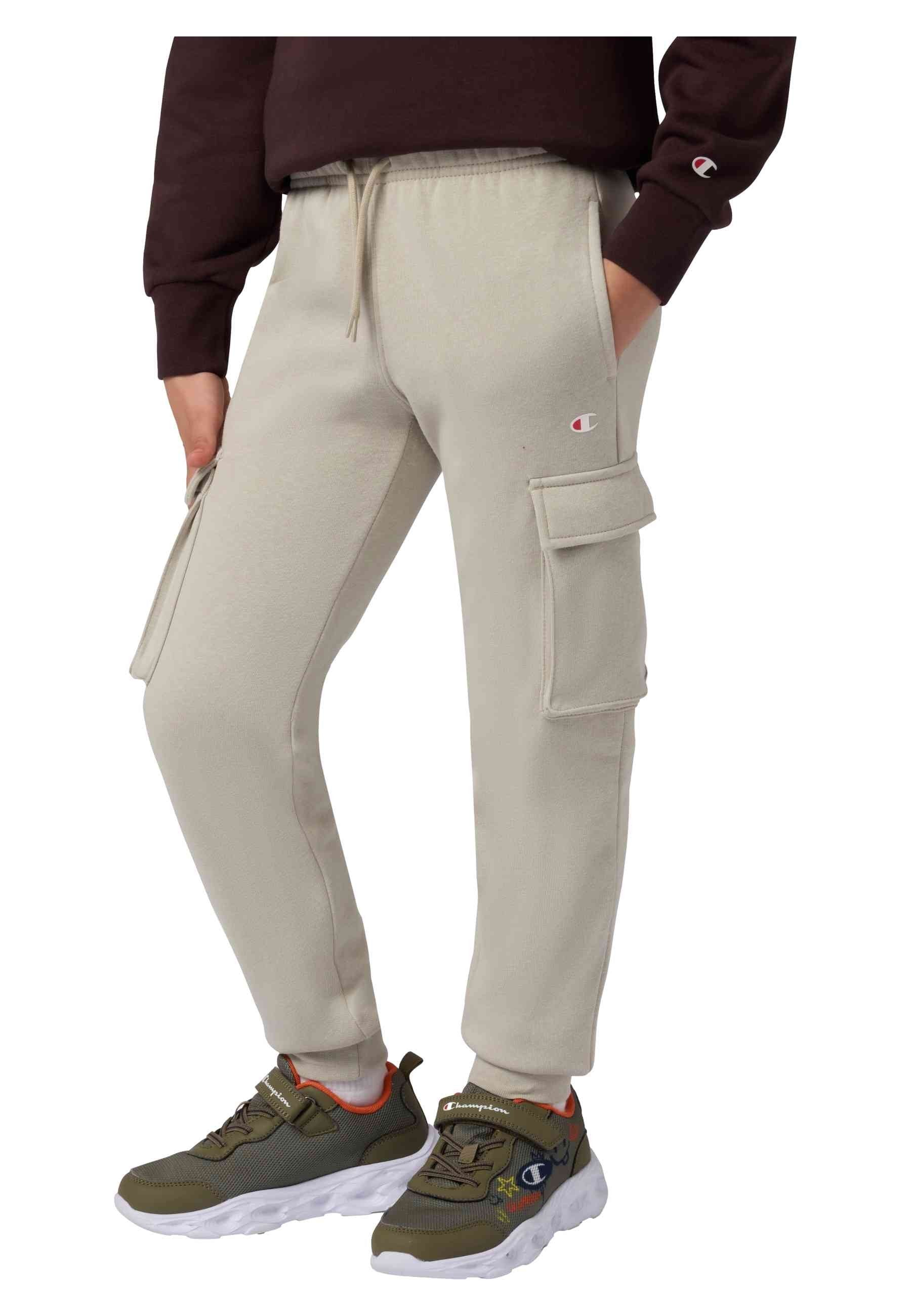 PANTALON JUNIOR CHAMPION BEIGE SIDE POCKETS ICONS LOGO JOGGER