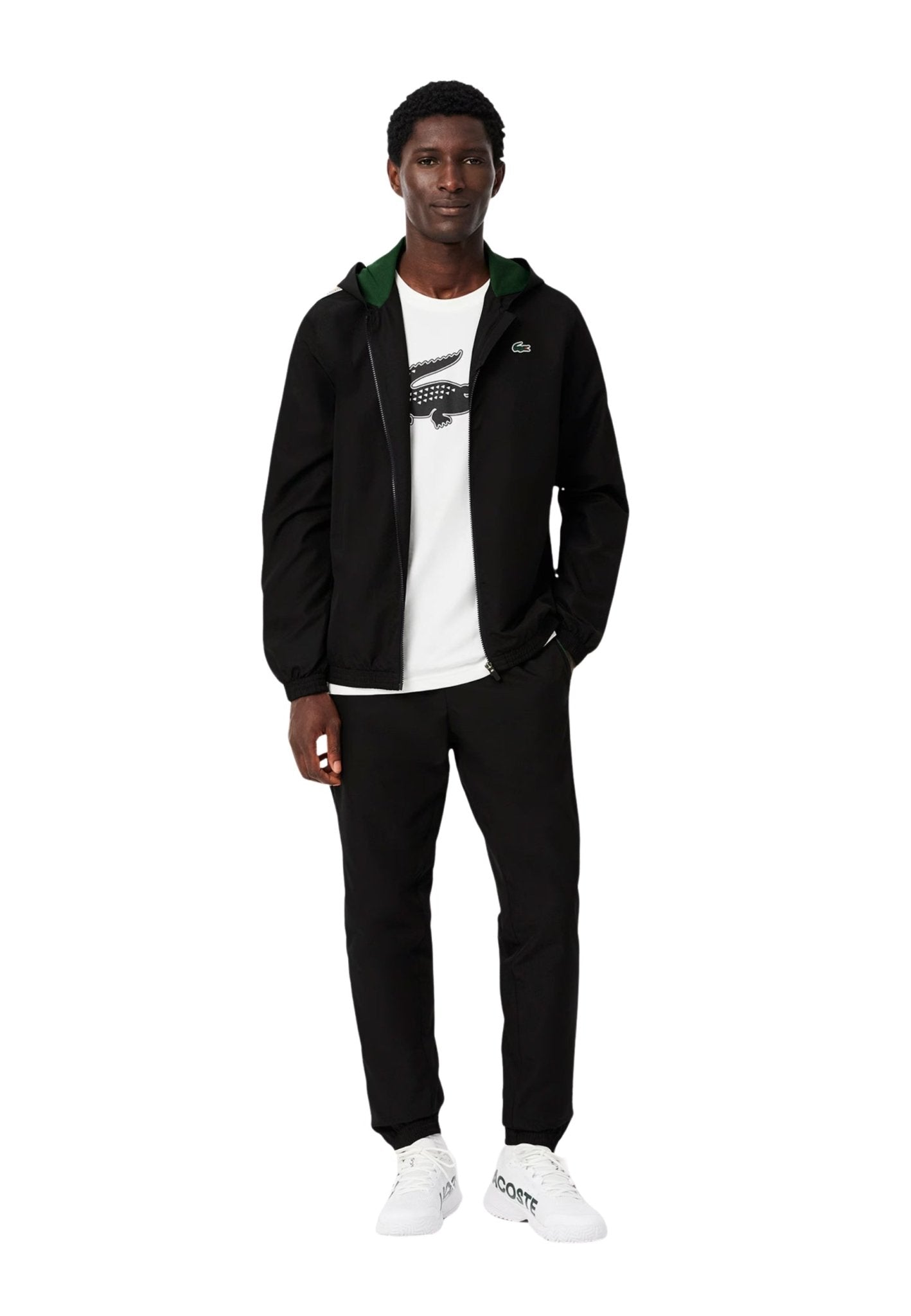 PANTALON LACOSTE NEGRO CHANDA STRIPPED LOGO TRACKPANT - AREA ZERO