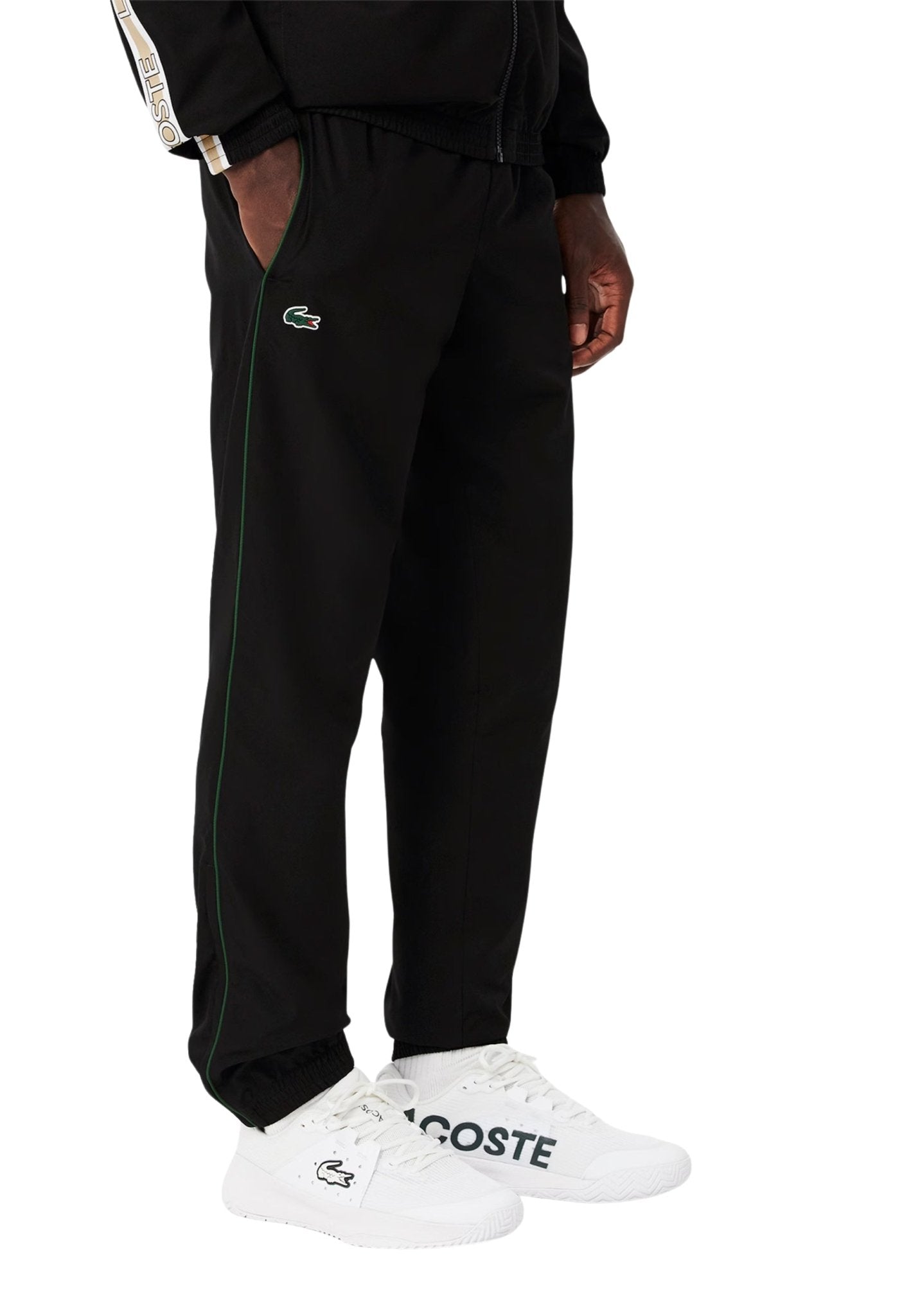 PANTALON LACOSTE NEGRO CHANDA STRIPPED LOGO TRACKPANT - AREA ZERO