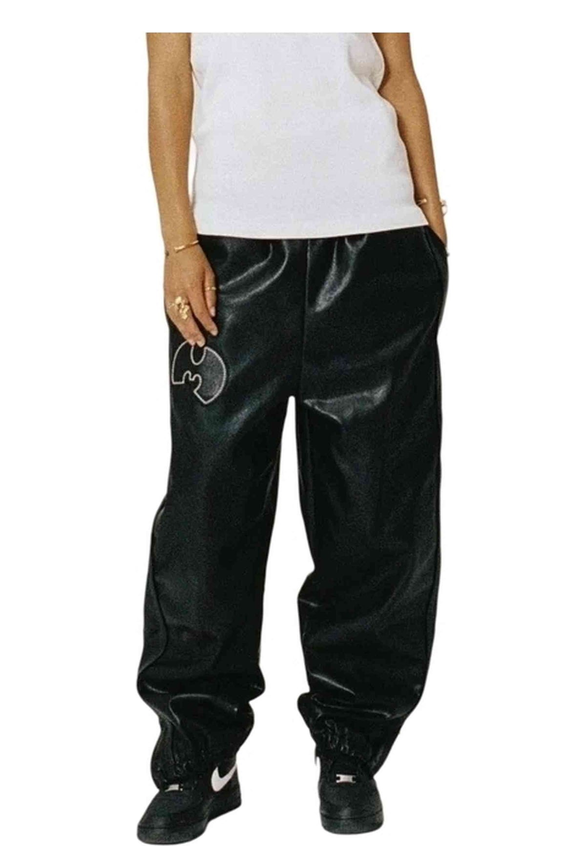 PANTALON TICAL X GRIMEY NEGRO PU LEATHER TRACK PANTS