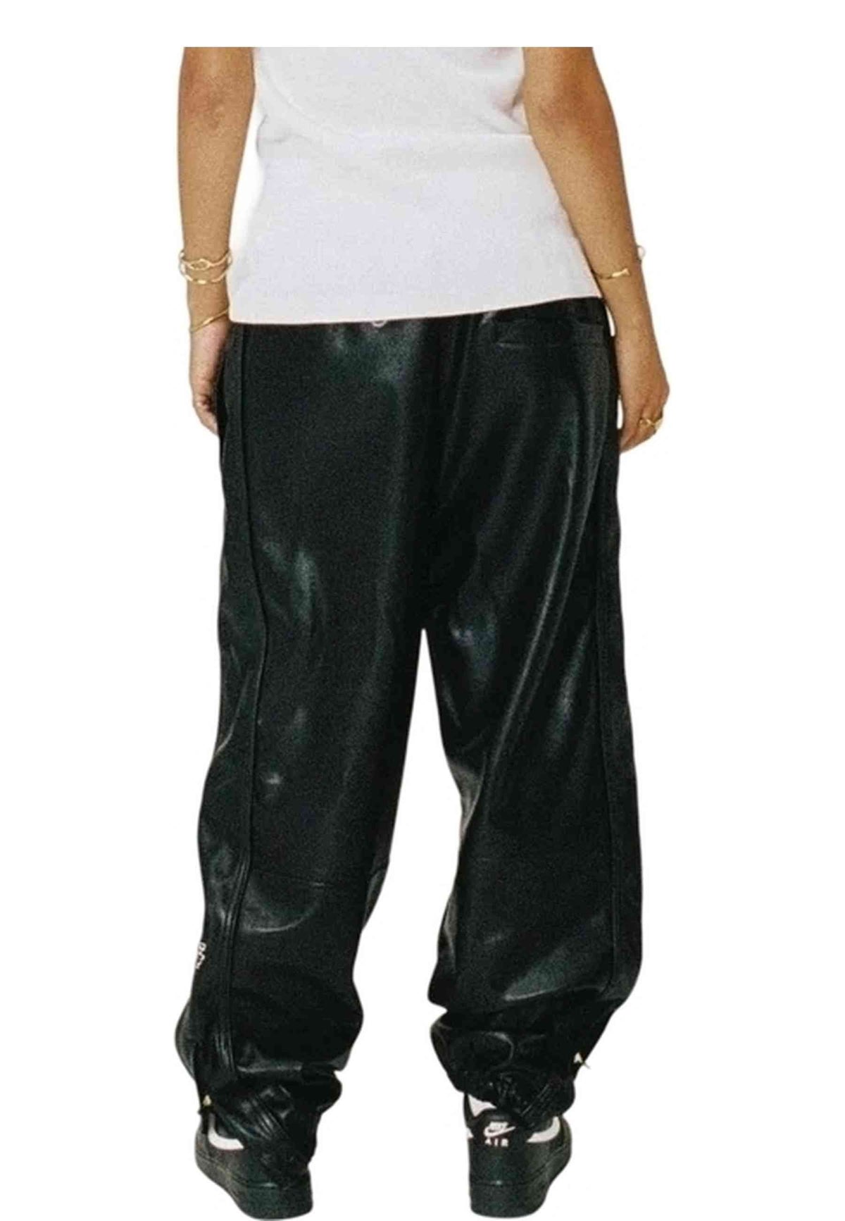 PANTALON TICAL X GRIMEY NEGRO PU LEATHER TRACK PANTS