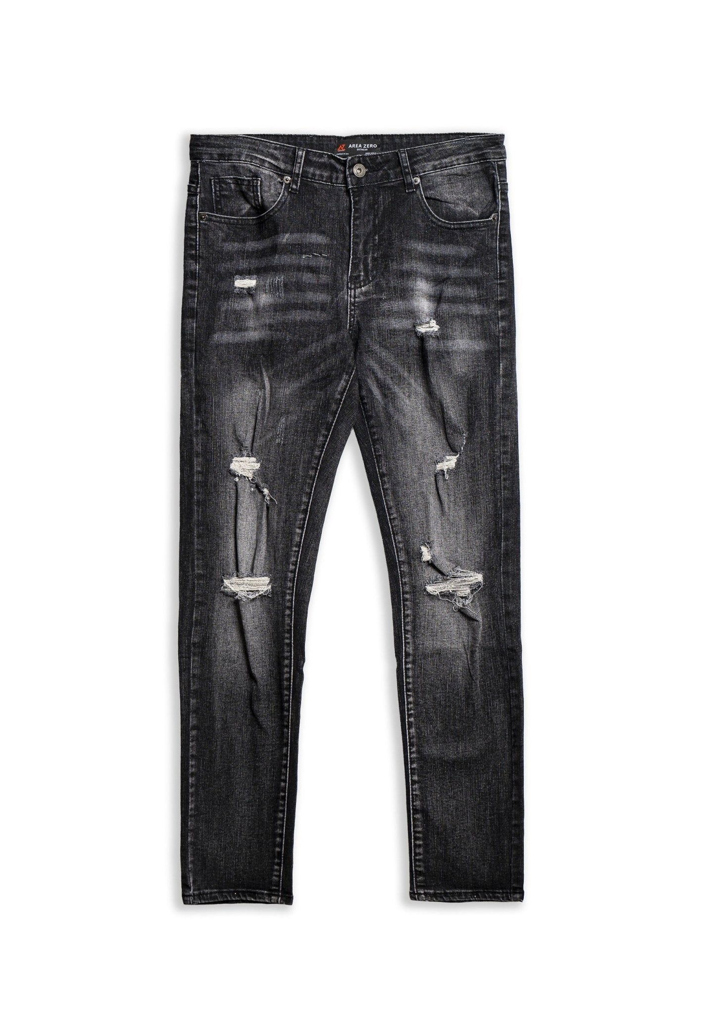PANTALON VAQUERO NEGRO GASTADO FRONT BROKES PANT - AREA ZERO