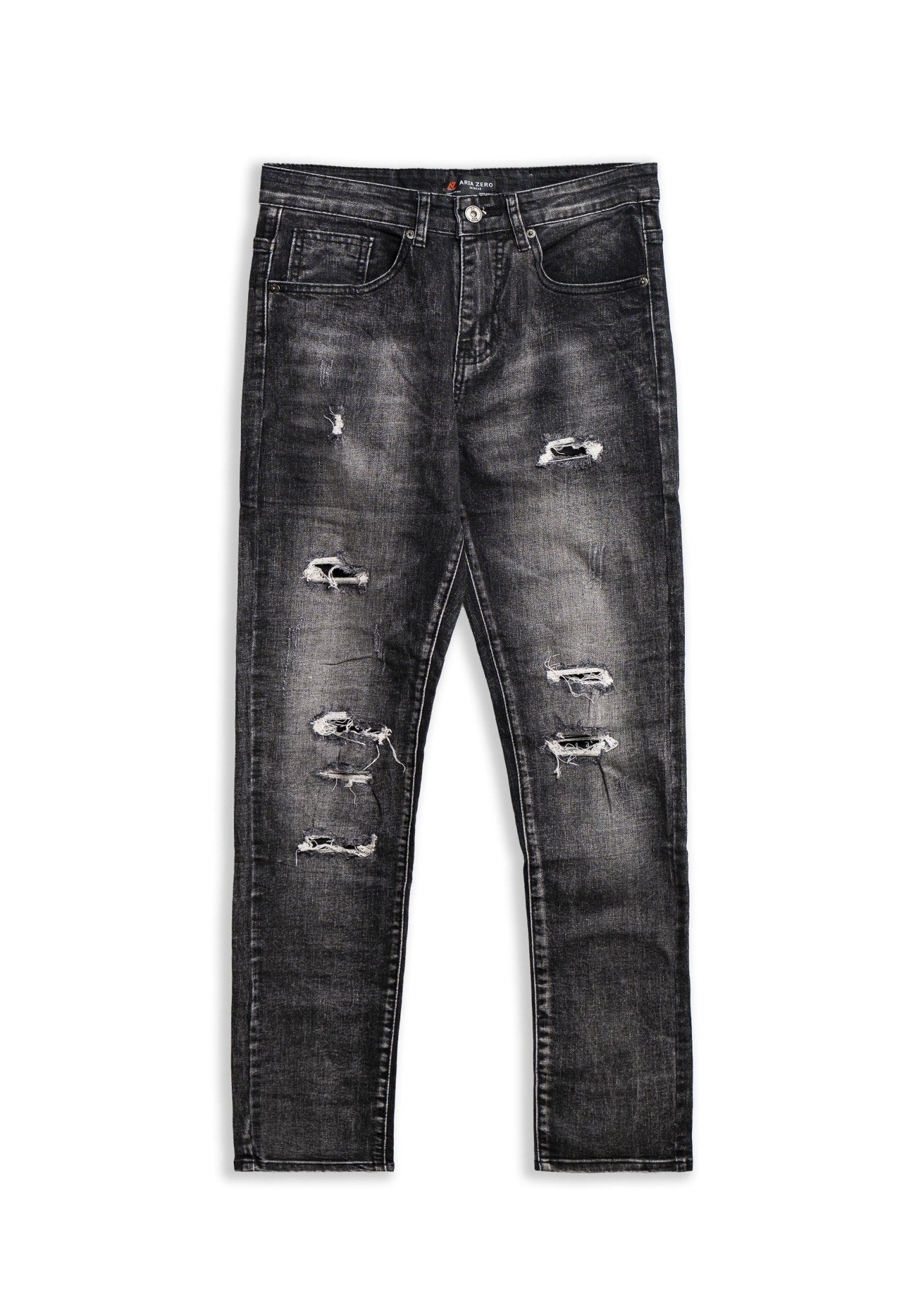 PANTALON VAQUERO NEGRO GASTADO FRONT BROKES PANT - AREA ZERO