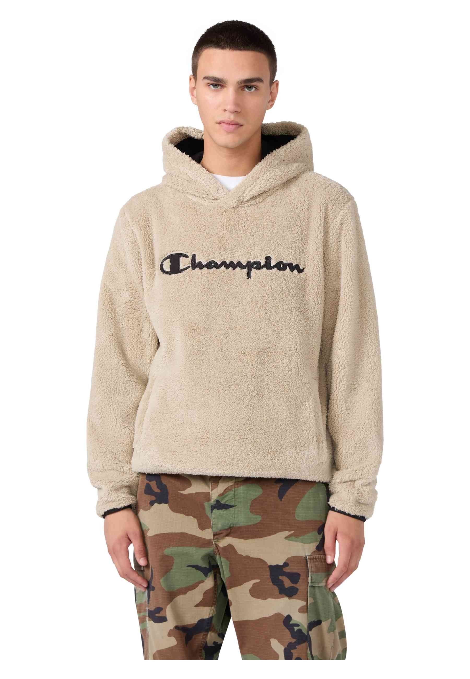 POLAR CHAMPION BEIGE EMBROIDERED LOGO HOODED SHERPA