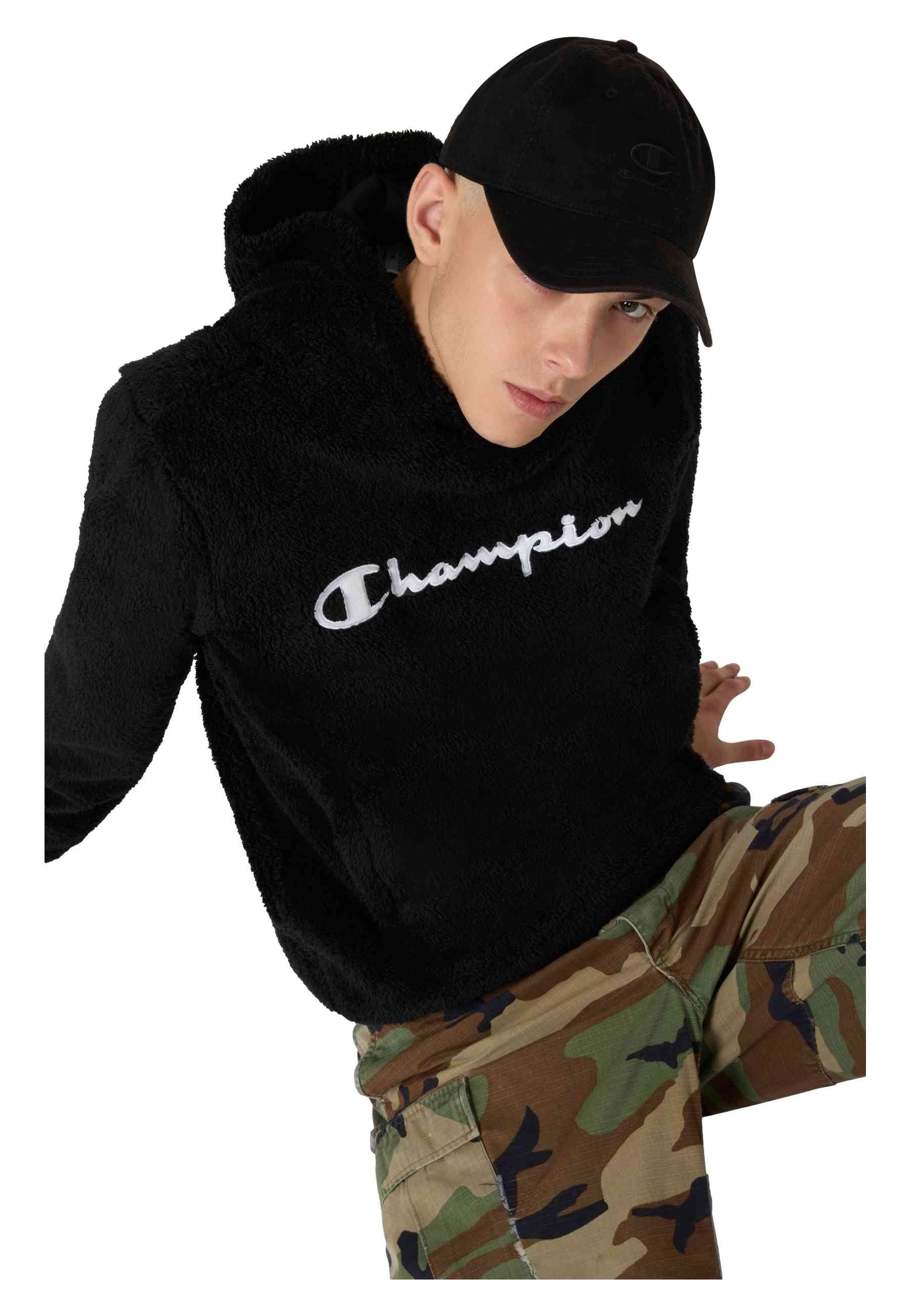 POLAR CHAMPION NEGRO EMBROIDERED LOGO HOODED SHERPA