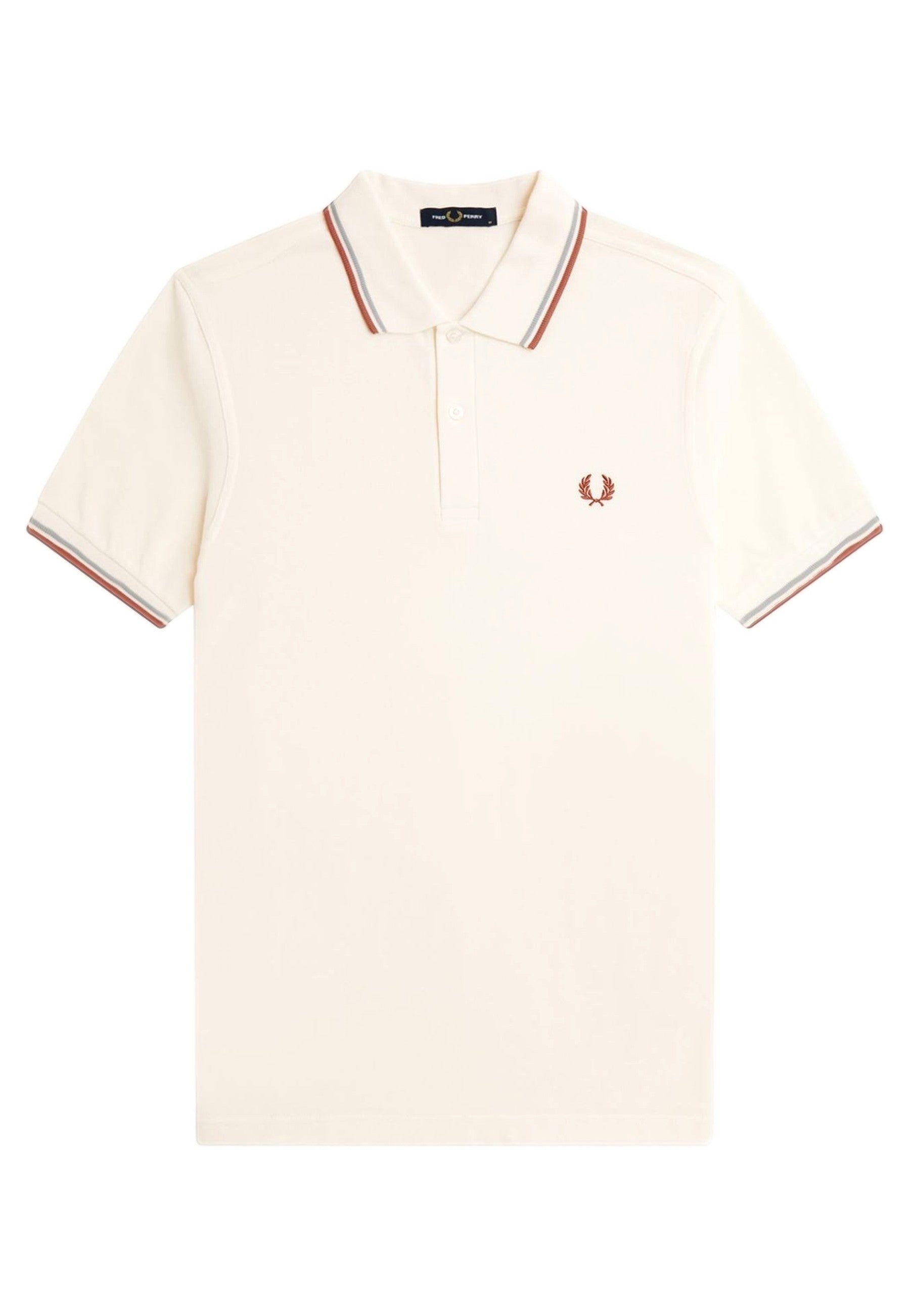 POLO FRED PERRY BEIGE/AZUL TWIN TIPPED SHIRT