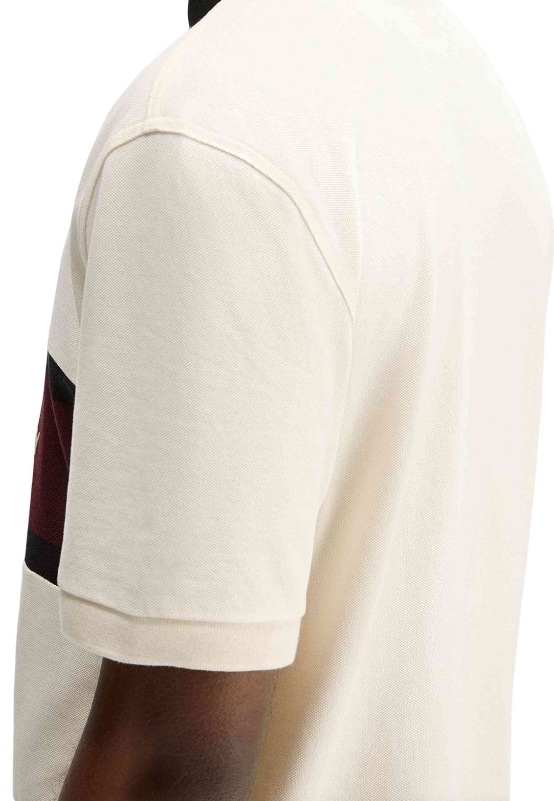 POLO FRED PERRY BEIGE EMBROIDERED PANEL POLO SHIRT