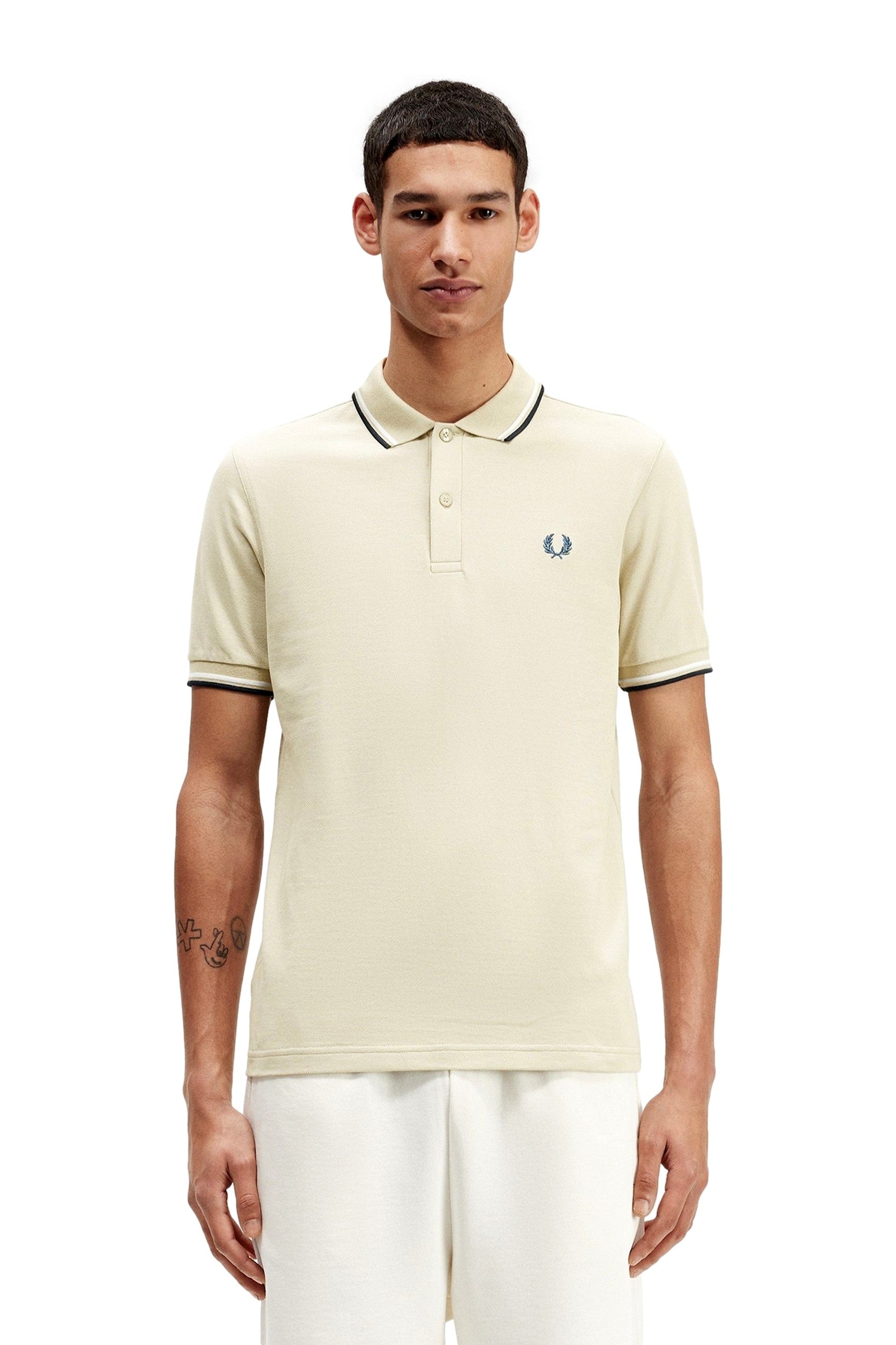 POLO FRED PERRY BEIGE T48 TWIN TIPPED SHIRT