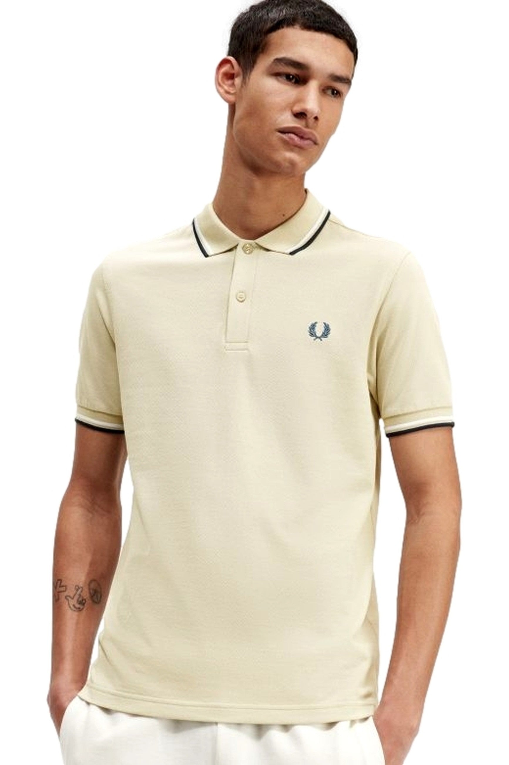 POLO FRED PERRY BEIGE T48 TWIN TIPPED SHIRT