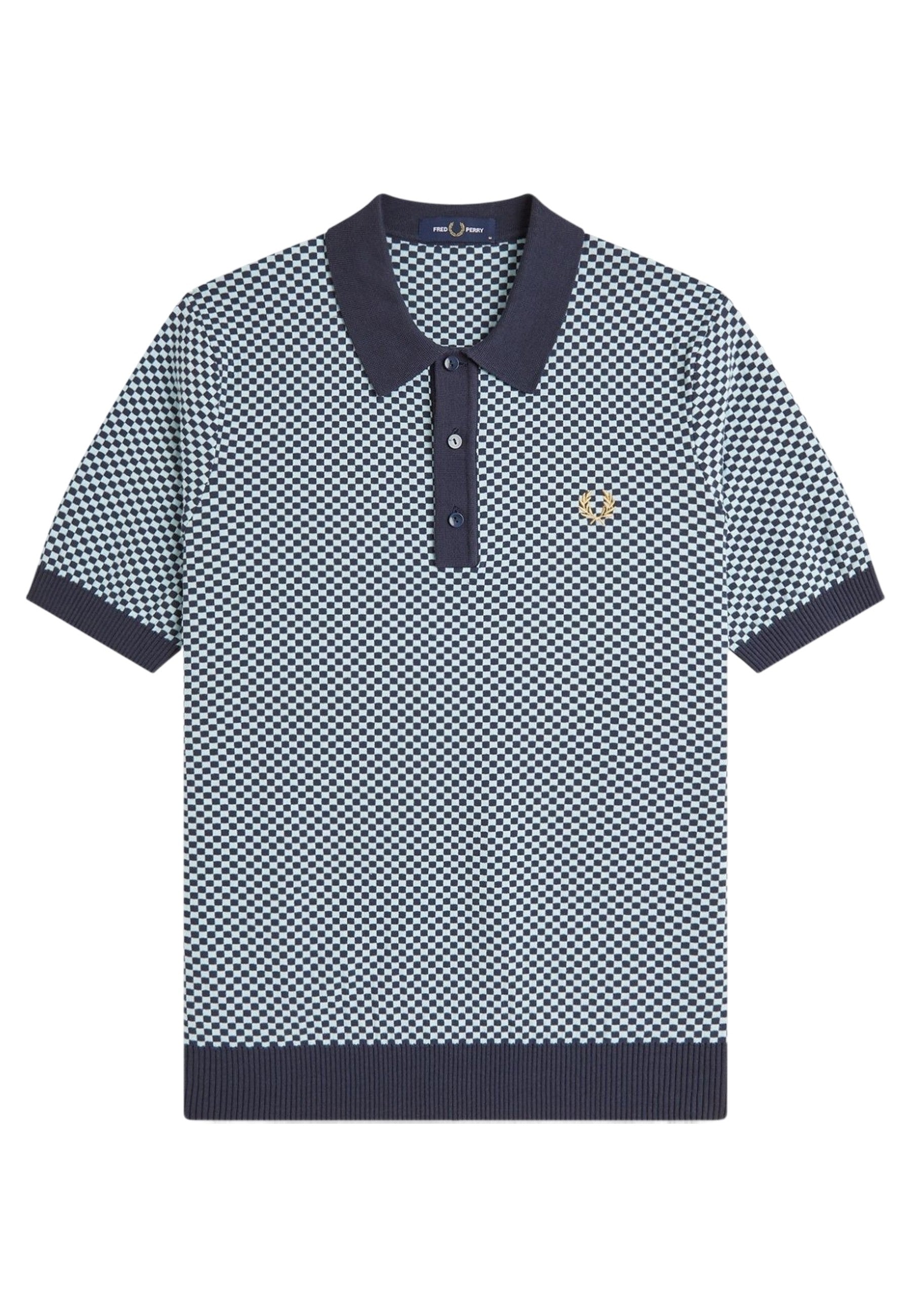 POLO FRED PERRY MARINO CHEQUERBOARD KNITTED SHIRT