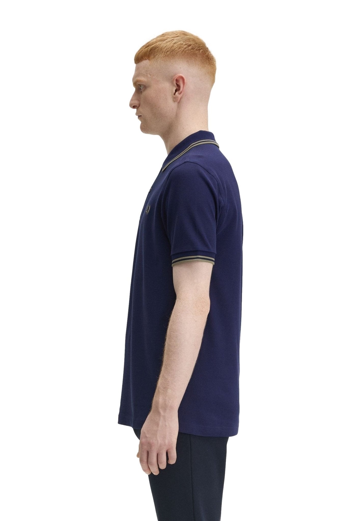 POLO FRED PERRY MARINO/VERDE TWIN TIPPED SHIRT - AREA ZERO