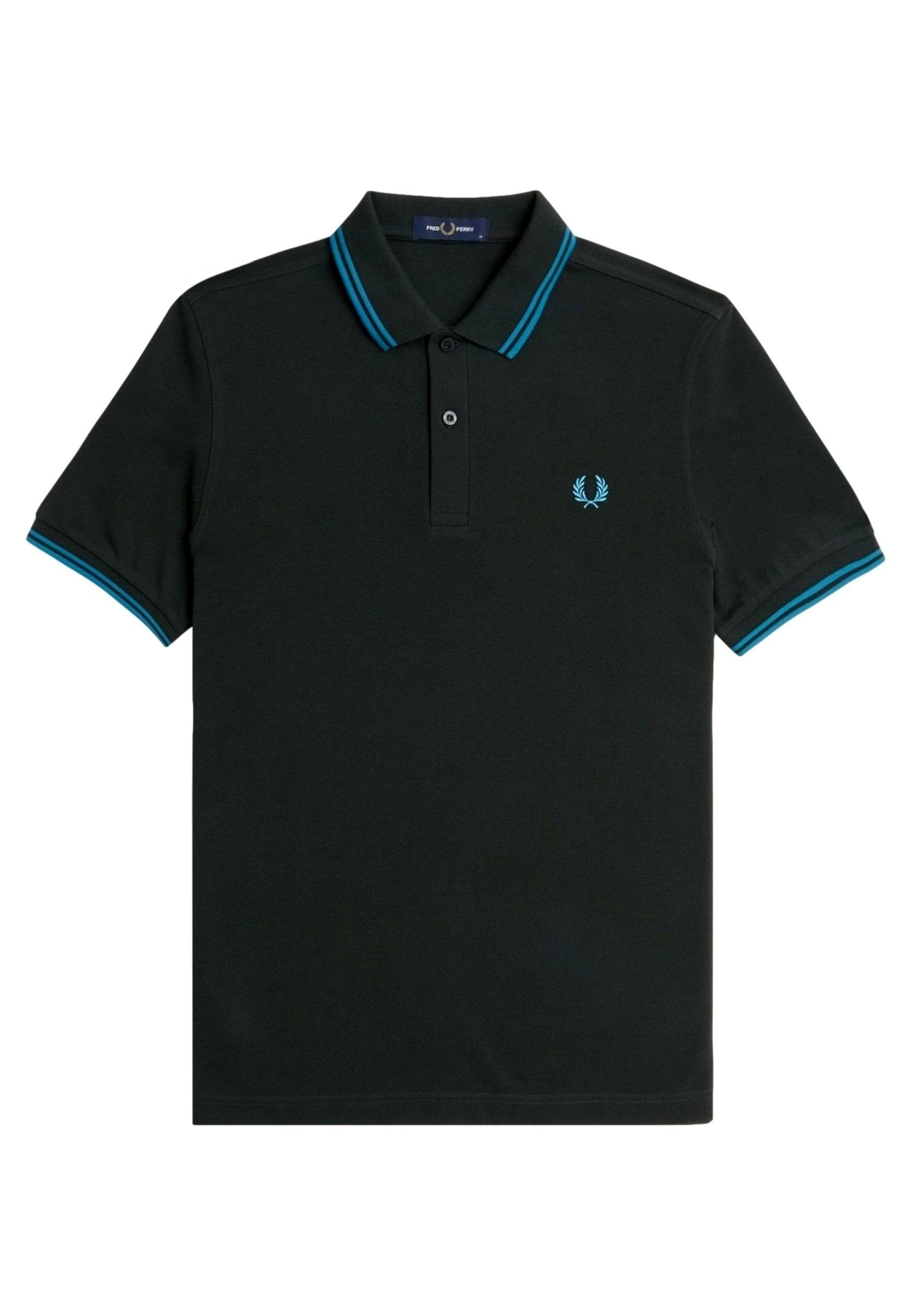 POLO FRED PERRY MARINO/VERDE TWIN TIPPED SHIRT - AREA ZERO