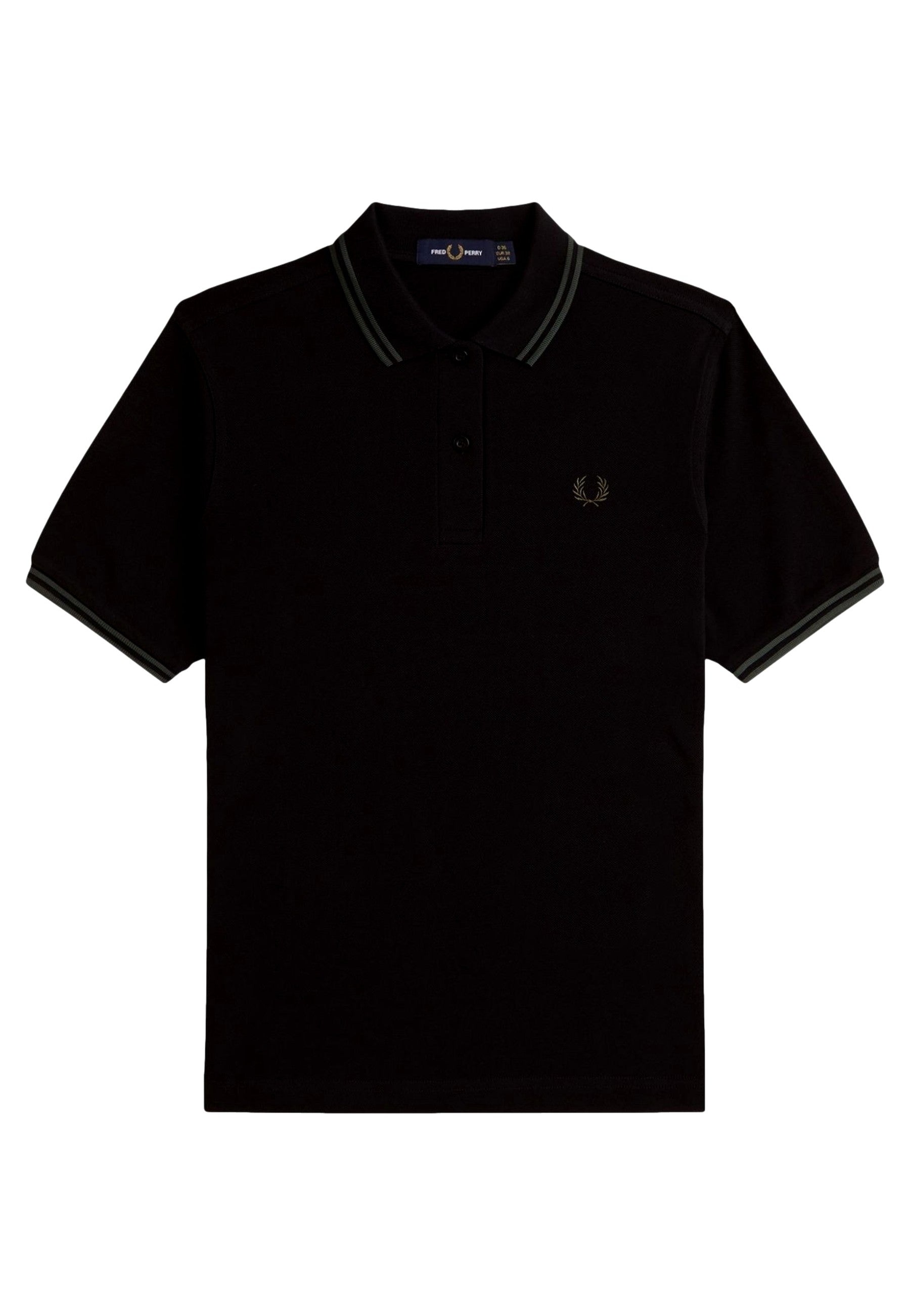 POLO FRED PERRY NEGRO/VERDE TWIN TIPPED SHIRT