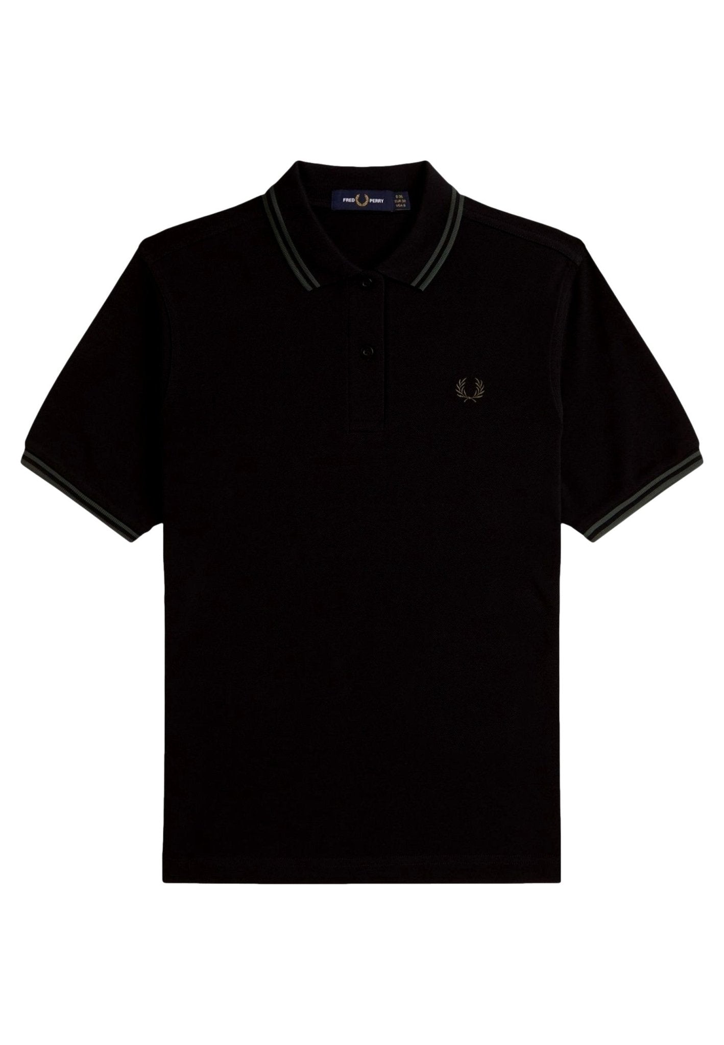 POLO FRED PERRY NEGRO/VERDE TWIN TIPPED SHIRT - AREA ZERO