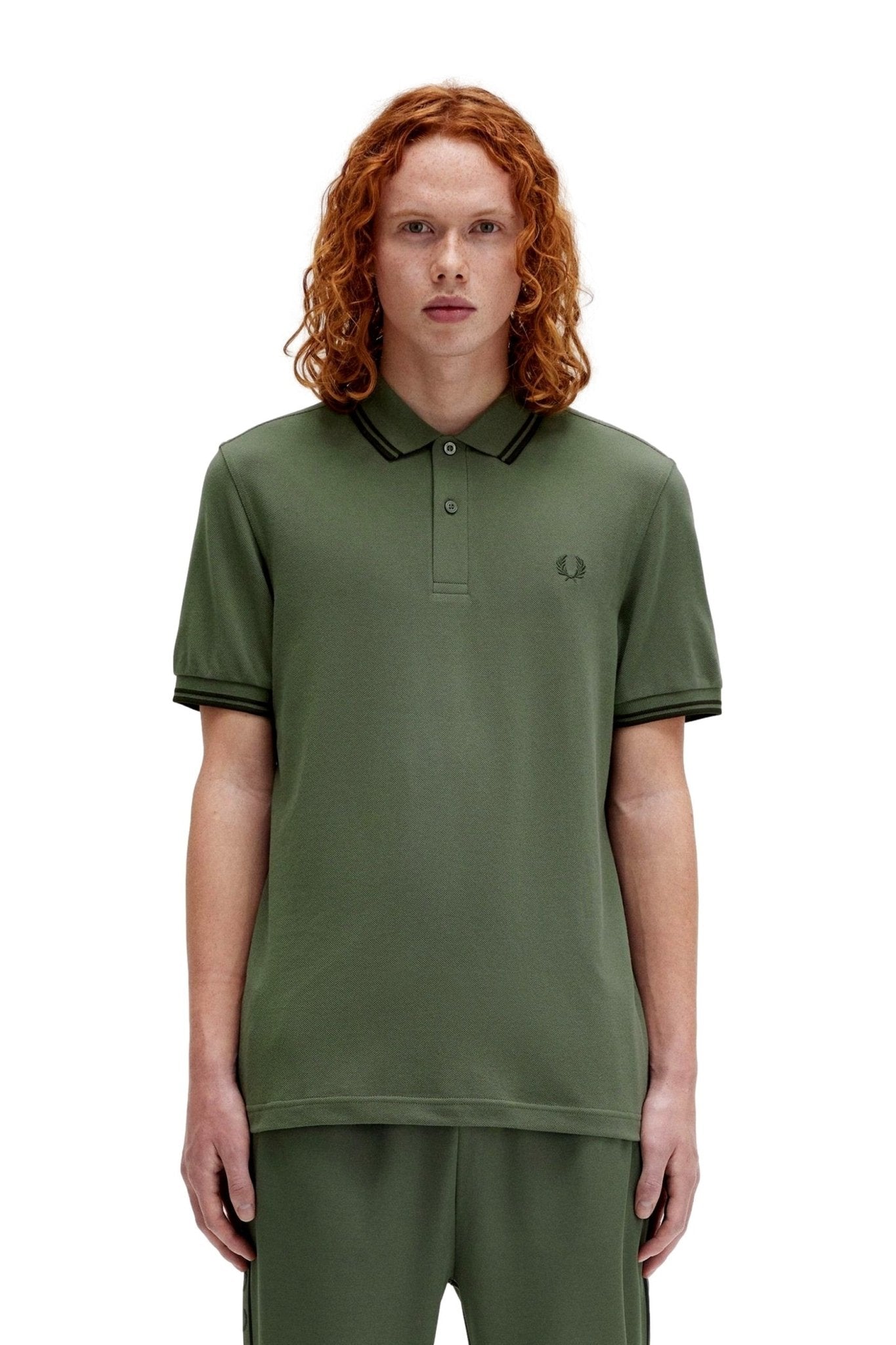 POLO FRED PERRY VERDE TWIN TIPPED SHIRT - AREA ZERO