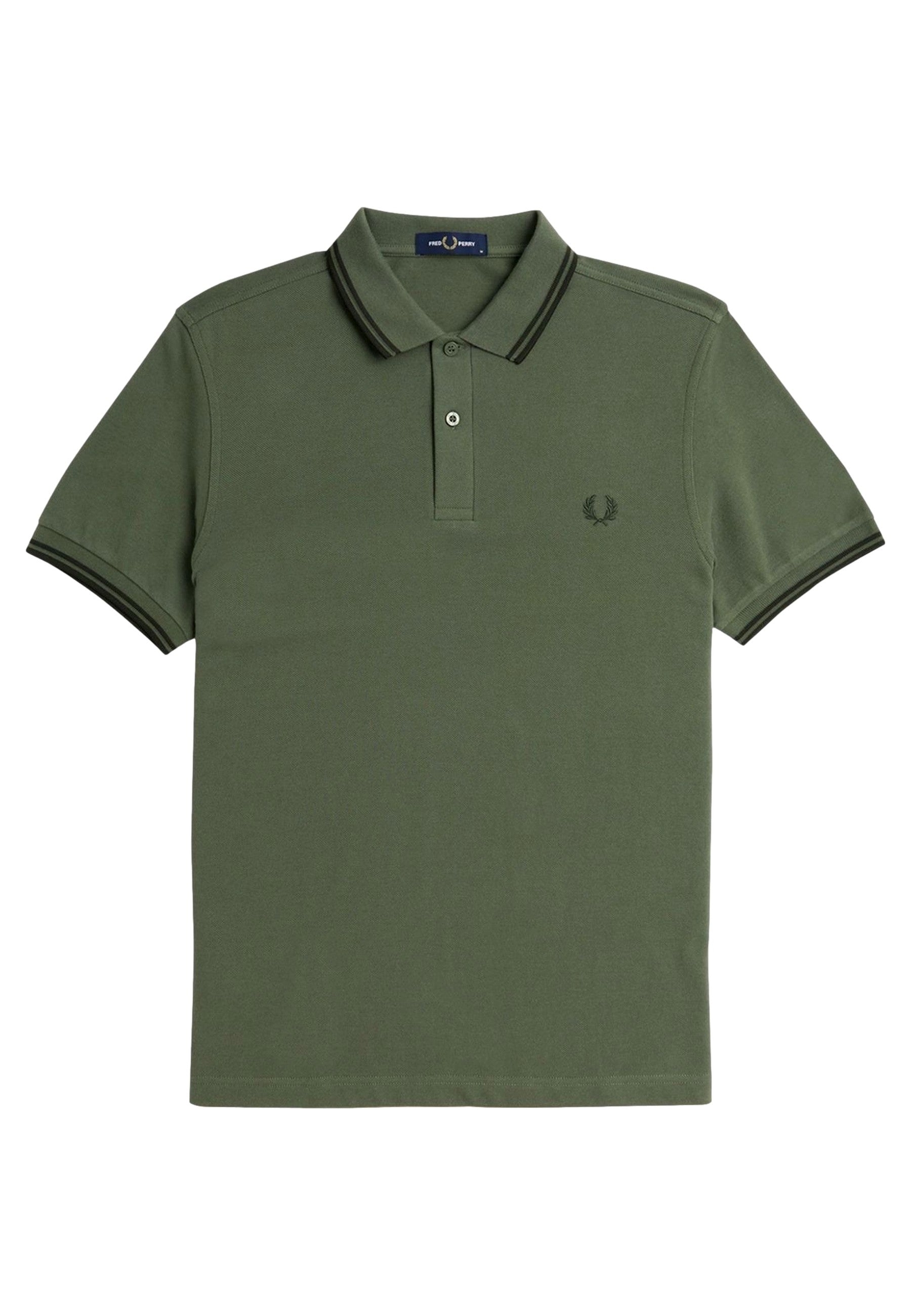 POLO FRED PERRY VERDE TWIN TIPPED SHIRT
