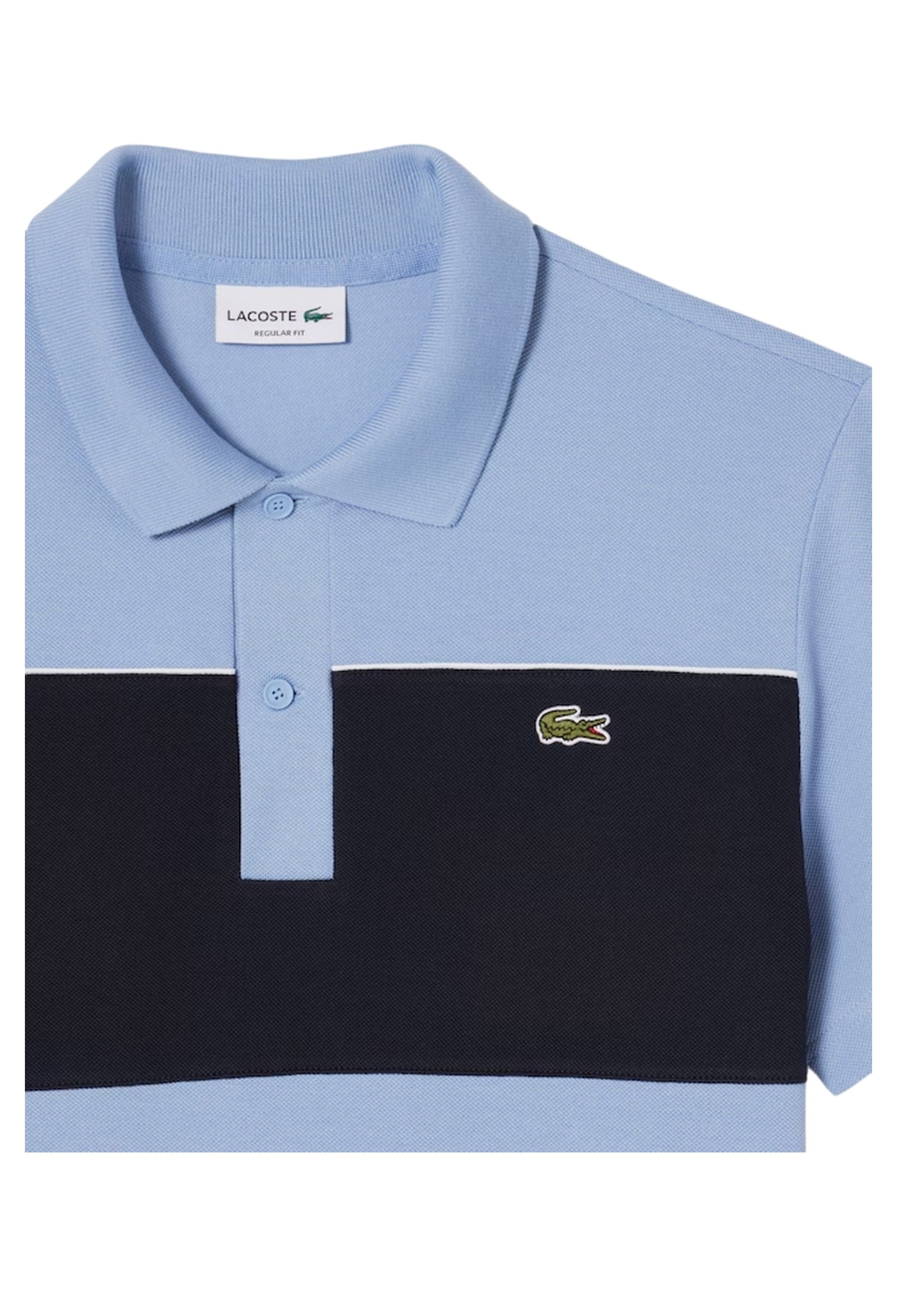 POLO LACOSTE AZUL REGULAR FIT COLOUR BLOCK SHIRT
