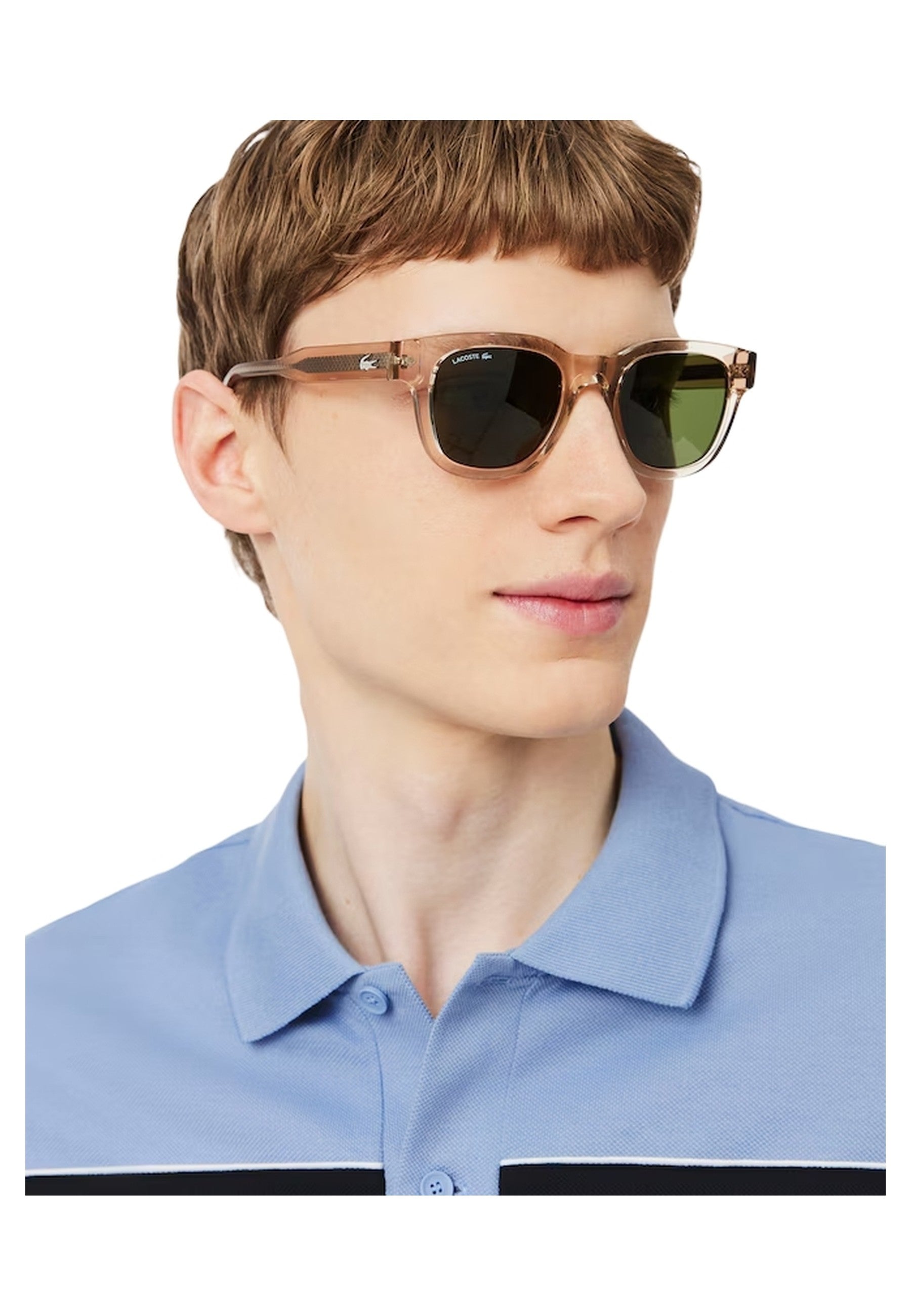 POLO LACOSTE AZUL REGULAR FIT COLOUR BLOCK SHIRT